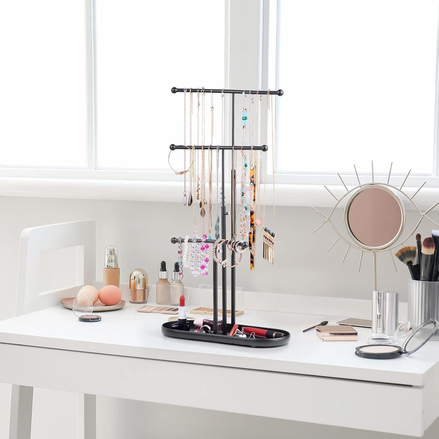 Organizador de Joyería SZQINJI, Soporte de Metal Ajustable 3 Niveles