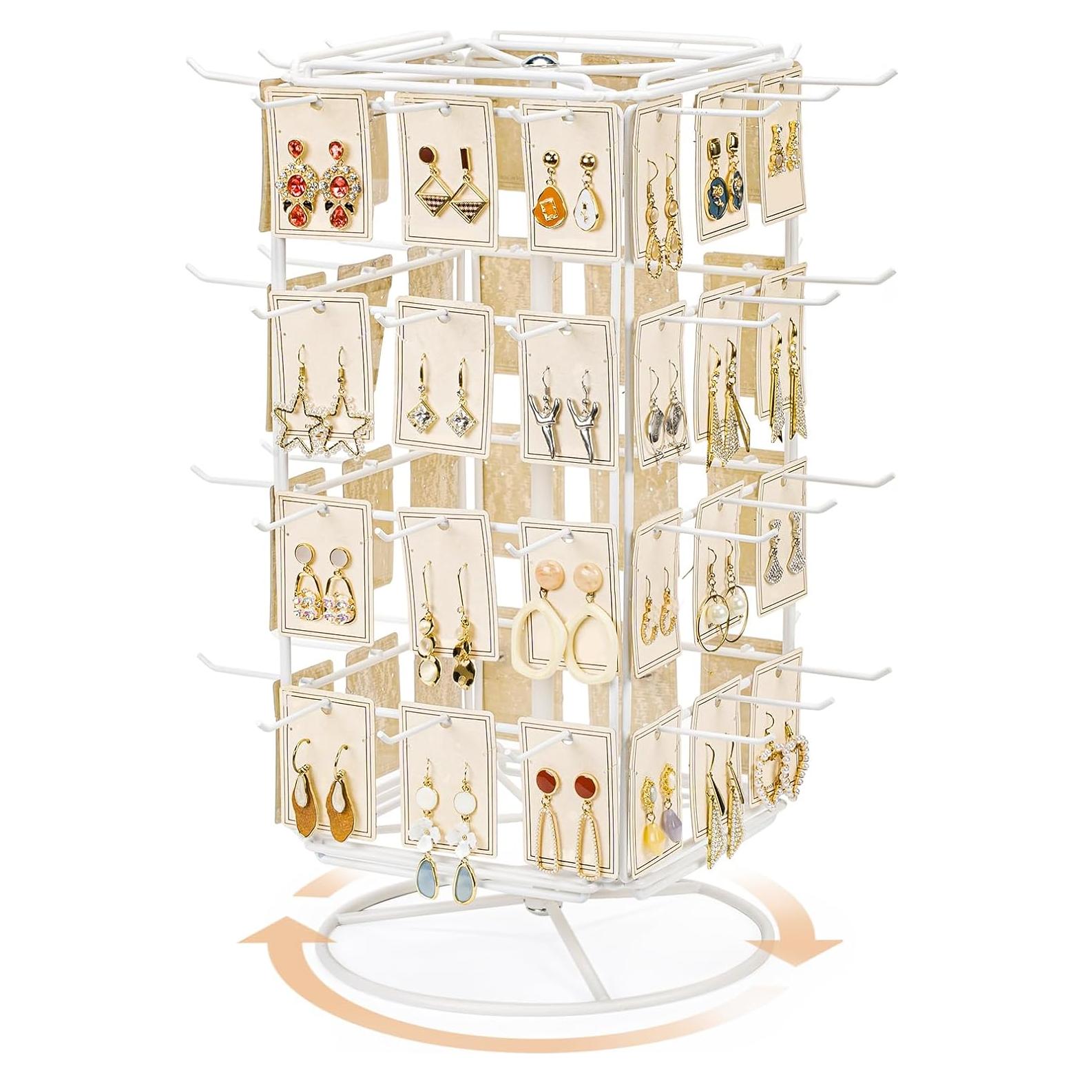 Soporte de Aretes Rotatorio 360 Yoimori Metal Blanco 48 Ganchos