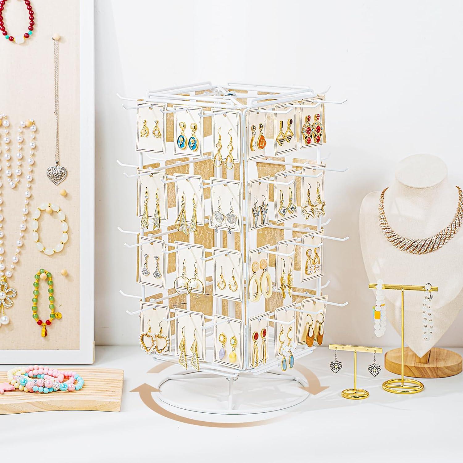 Soporte de Aretes Rotatorio 360 Yoimori Metal Blanco 48 Ganchos