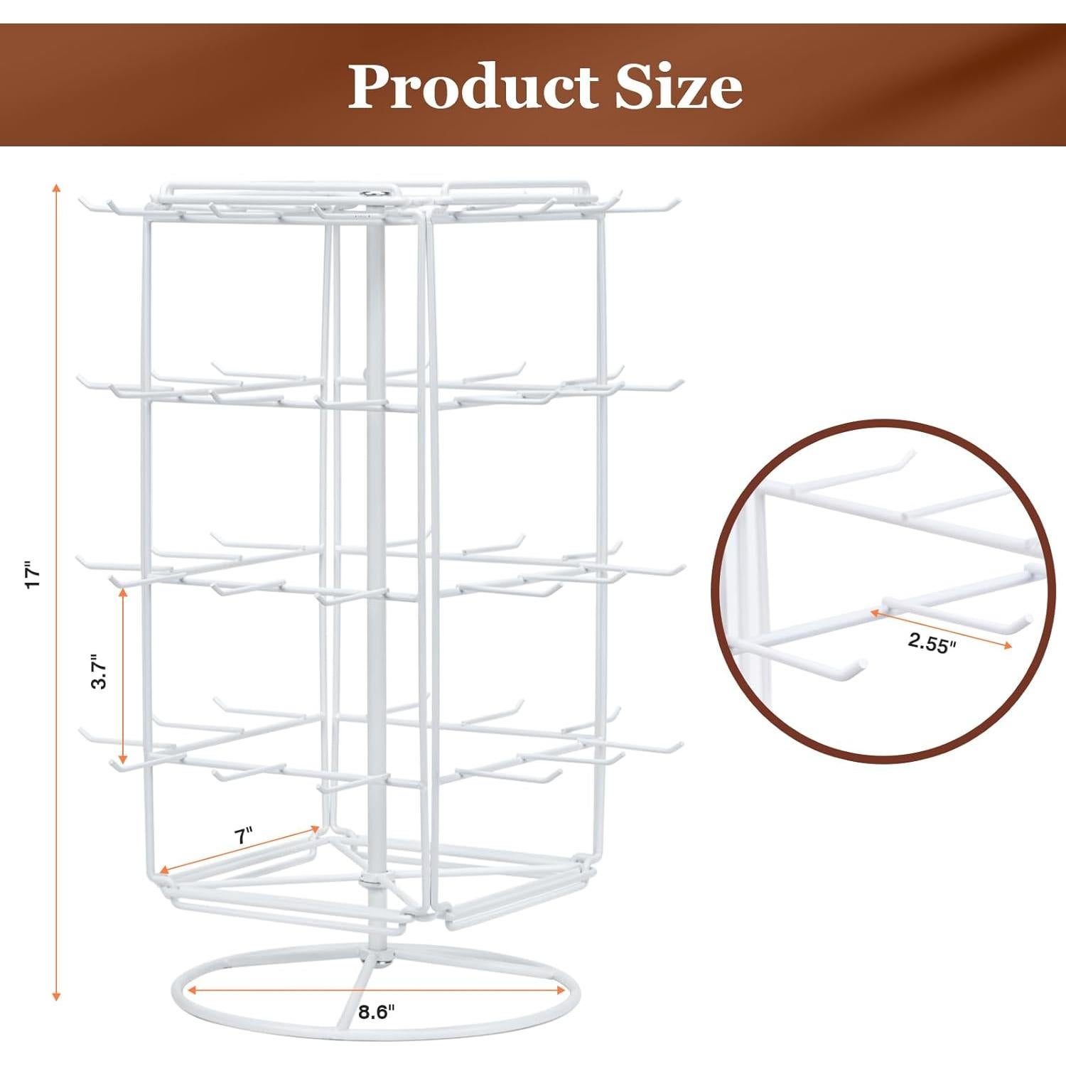 Soporte de Aretes Rotatorio 360 Yoimori Metal Blanco 48 Ganchos