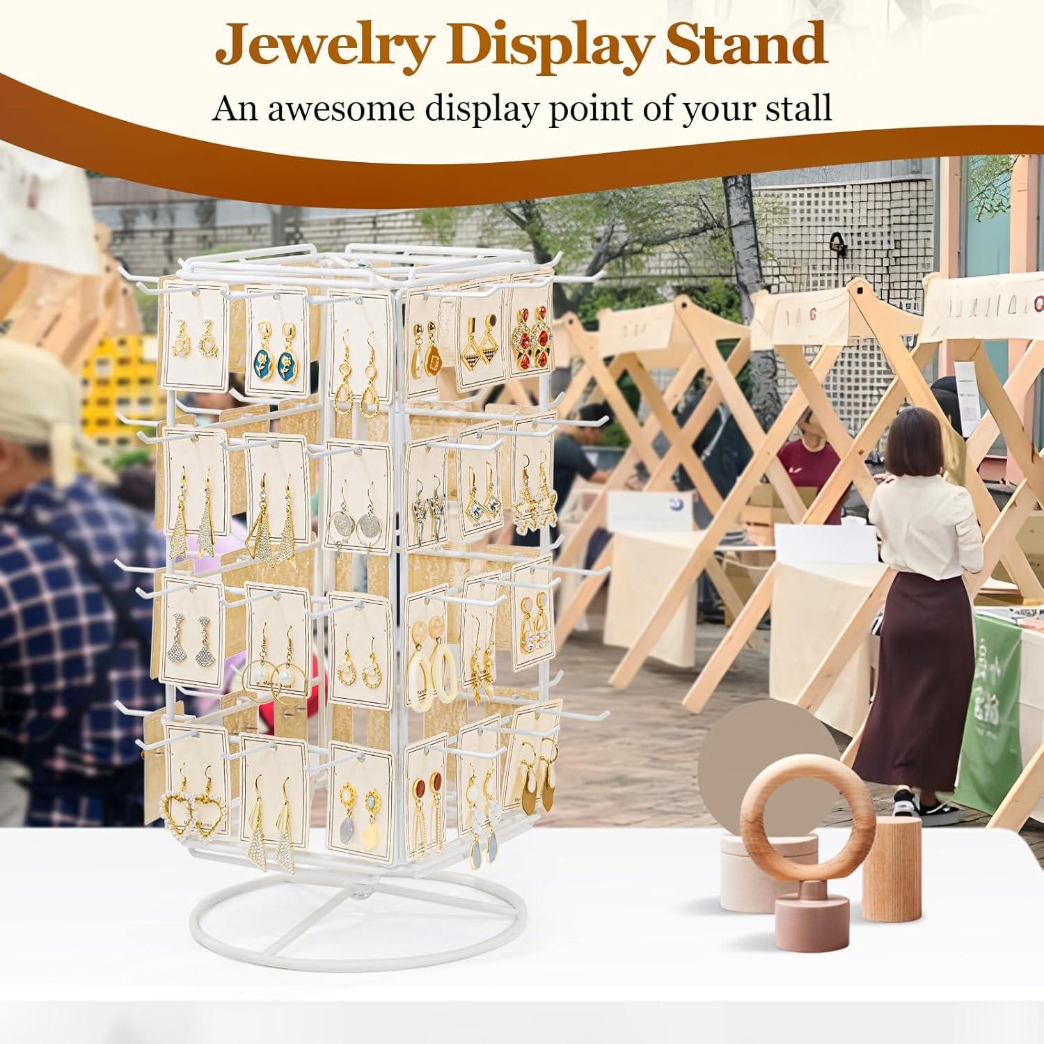 Soporte de Aretes Rotatorio 360 Yoimori Metal Blanco 48 Ganchos