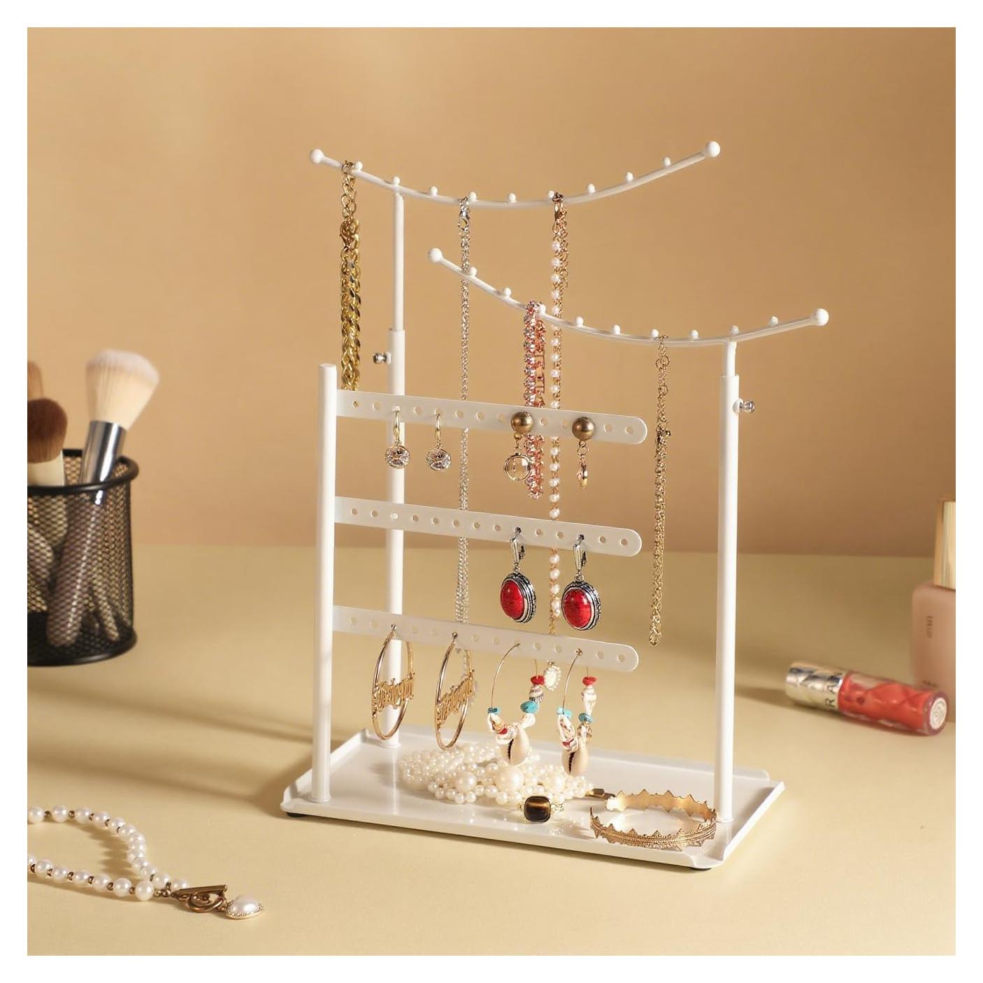 Organizador de Joyería LAMU Blanco, Soporte Antienredos 5 Niveles