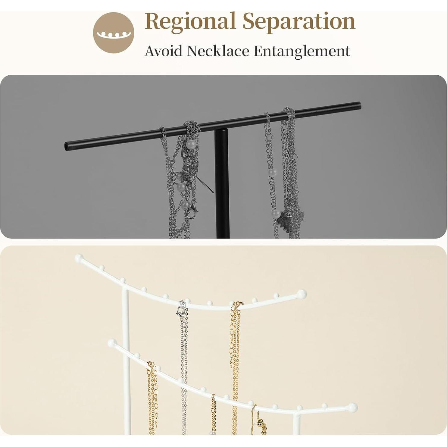 Organizador de Joyería LAMU Blanco, Soporte Antienredos 5 Niveles