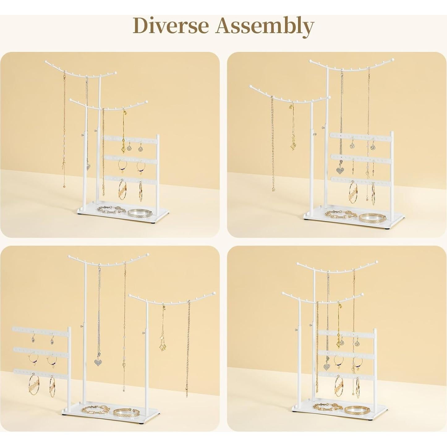Organizador de Joyería LAMU Blanco, Soporte Antienredos 5 Niveles