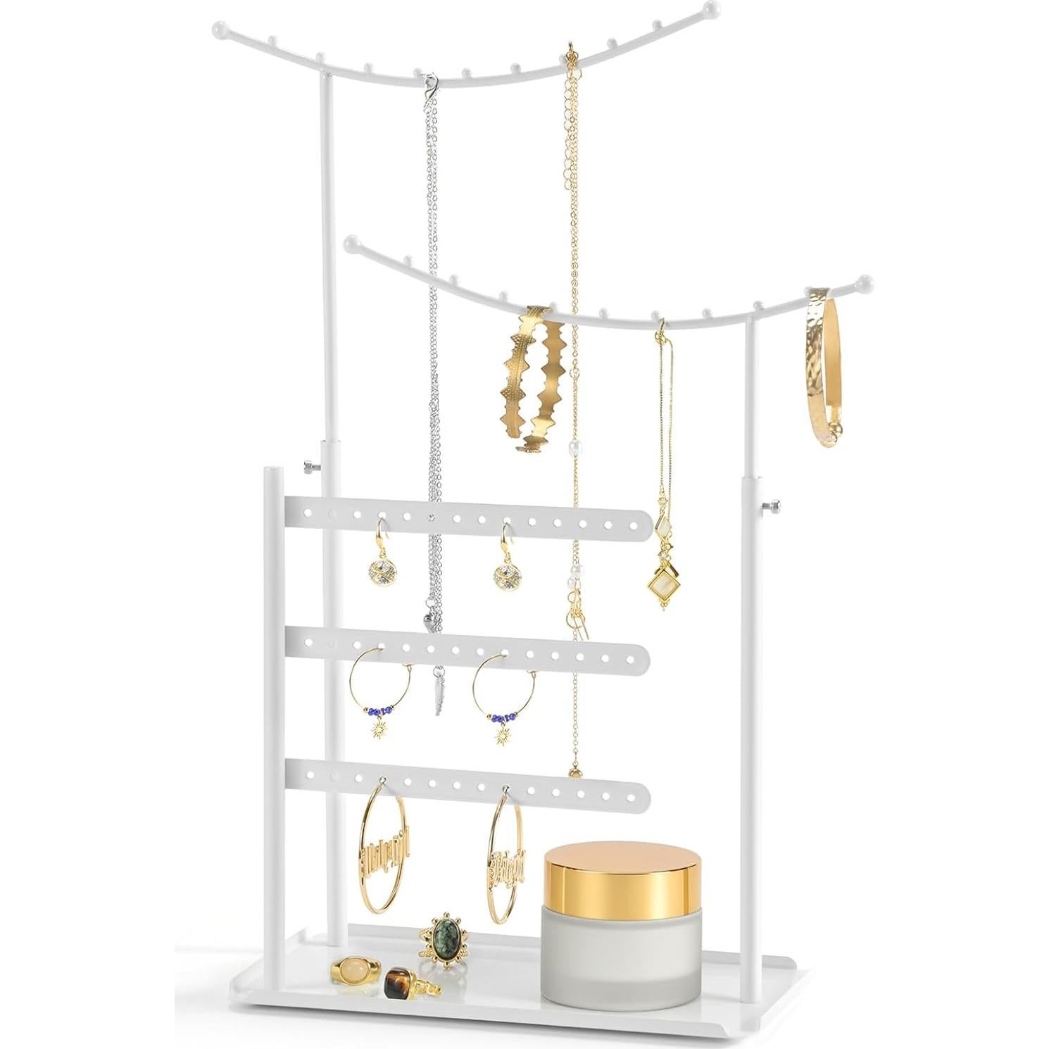 Organizador de Joyería LAMU Blanco, Soporte Antienredos 5 Niveles