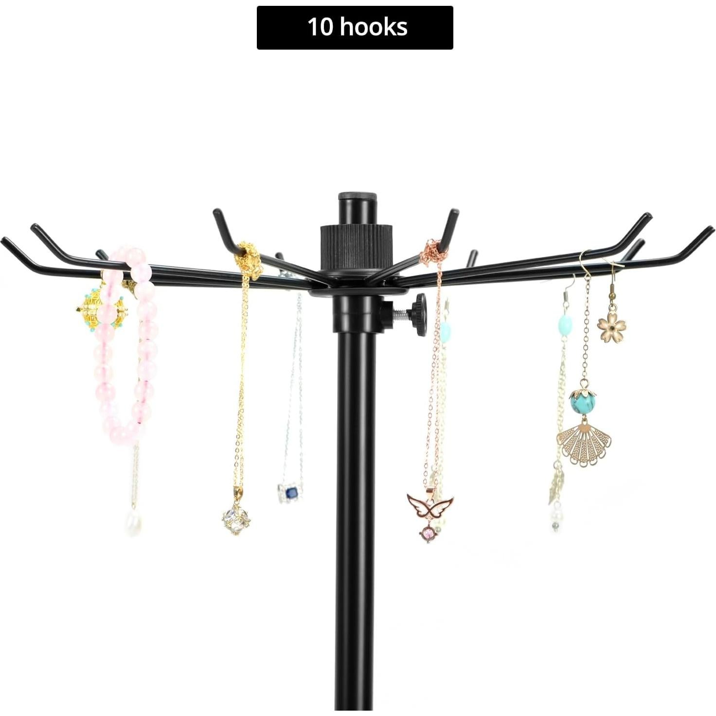 Soporte de Exhibición de Joyería QWORK Rotativo 3 Niveles Negro