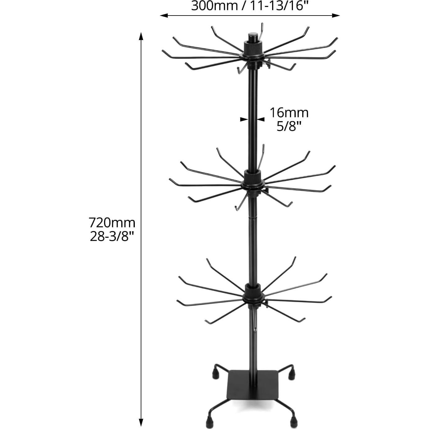 Soporte de Exhibición de Joyería QWORK Rotativo 3 Niveles Negro
