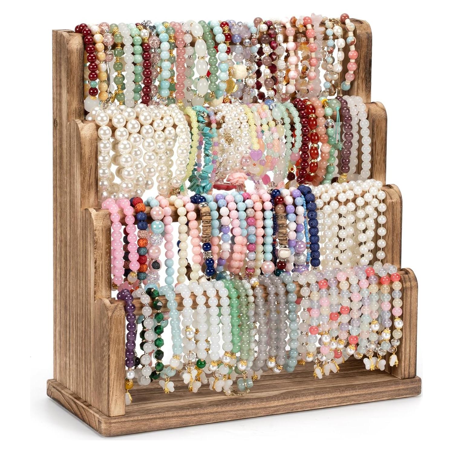 Soporte para Pulseras Emfogo de Madera Rústica 4 Niveles