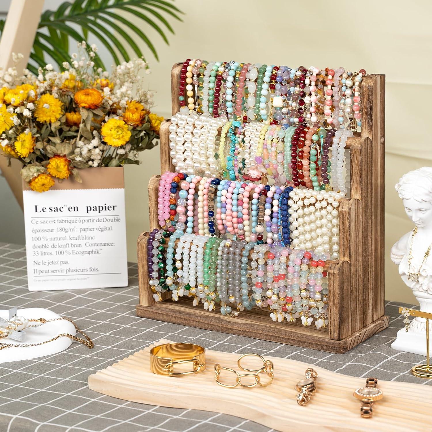 Soporte para Pulseras Emfogo de Madera Rústica 4 Niveles