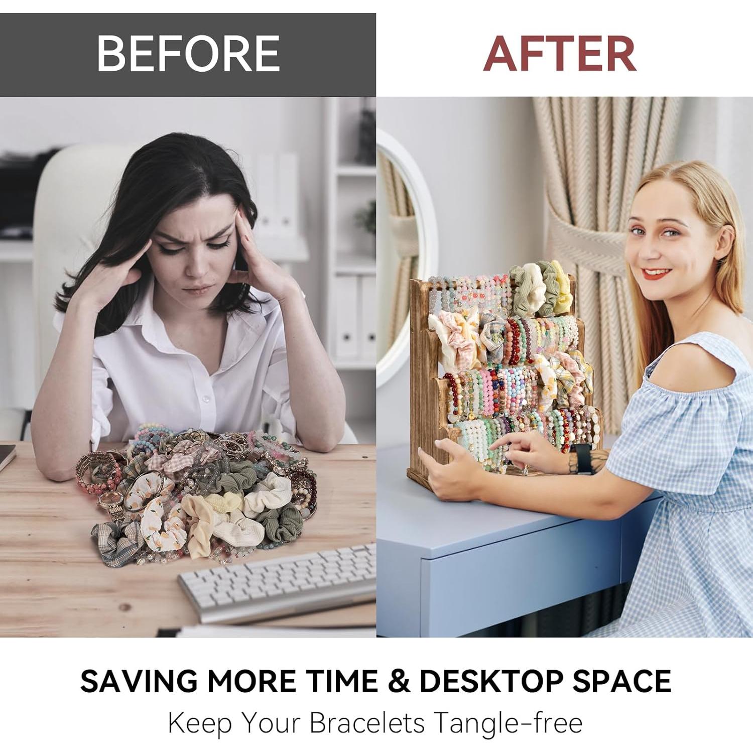 Soporte para Pulseras Emfogo de Madera Rústica 4 Niveles