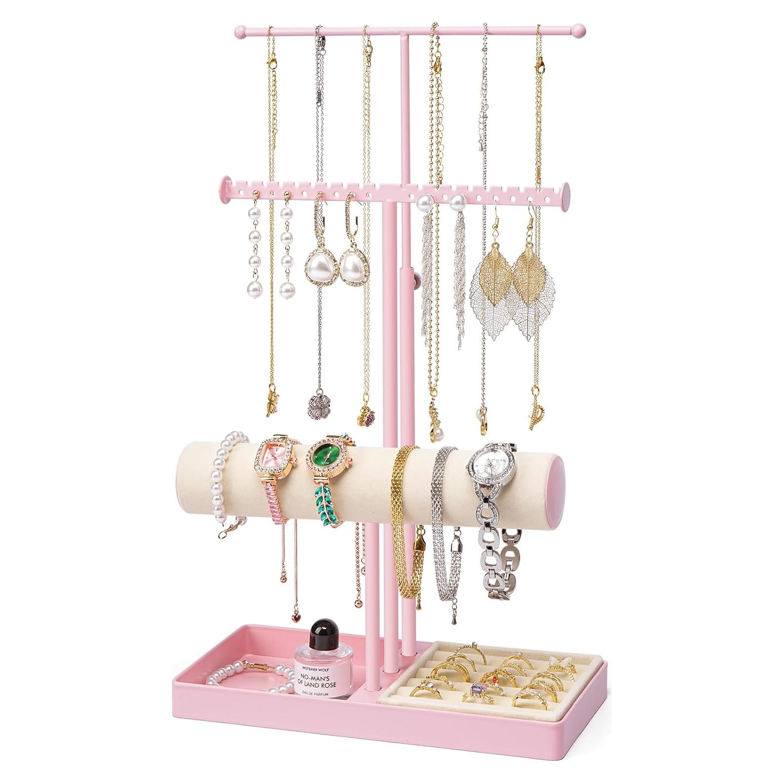 Organizador de Joyería Rosa Boailydi 3 Niveles con Terciopelo