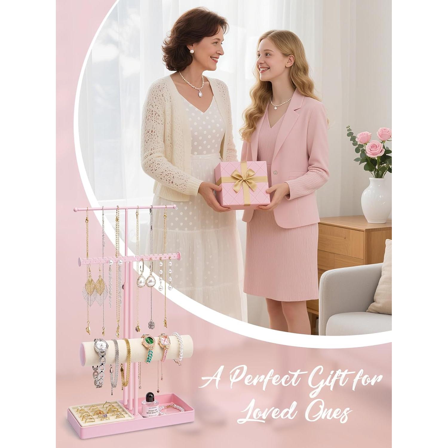 Organizador de Joyería Rosa Boailydi 3 Niveles con Terciopelo