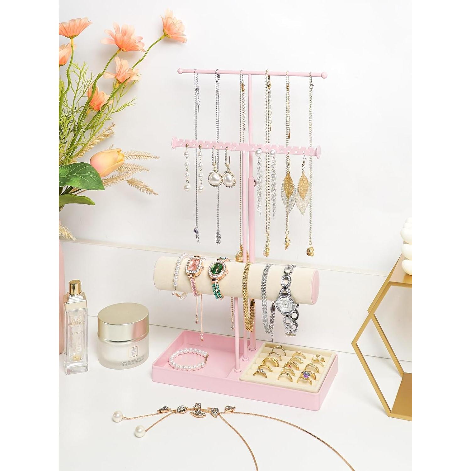 Organizador de Joyería Rosa Boailydi 3 Niveles con Terciopelo