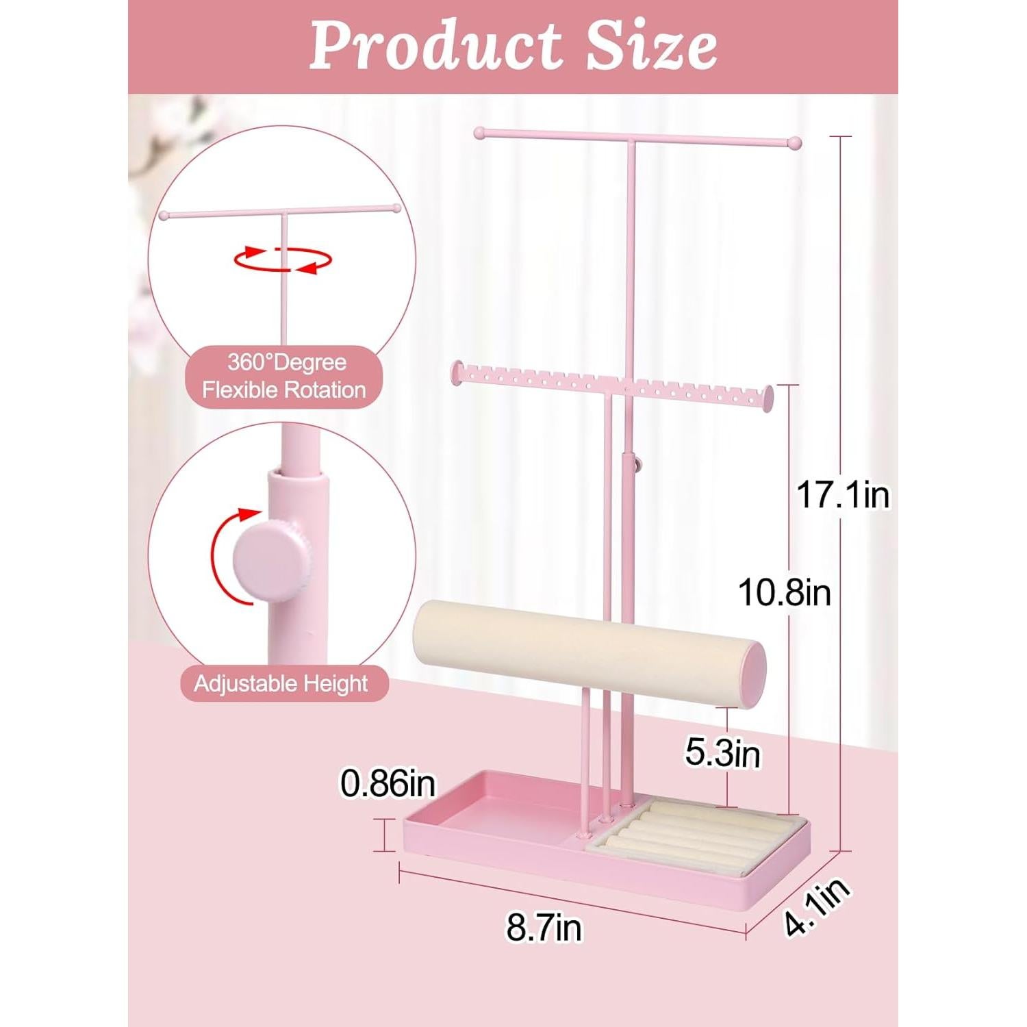 Organizador de Joyería Rosa Boailydi 3 Niveles con Terciopelo