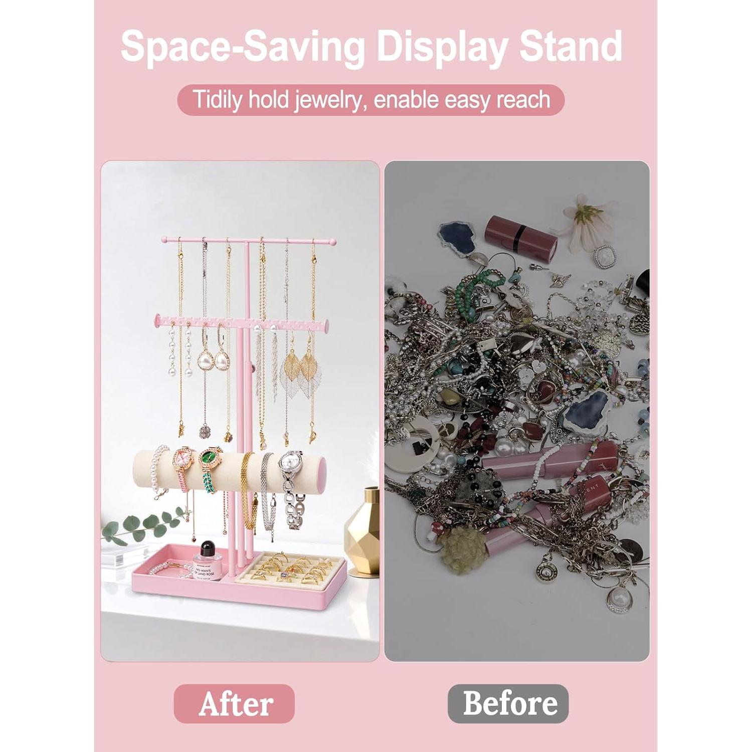 Organizador de Joyería Rosa Boailydi 3 Niveles con Terciopelo