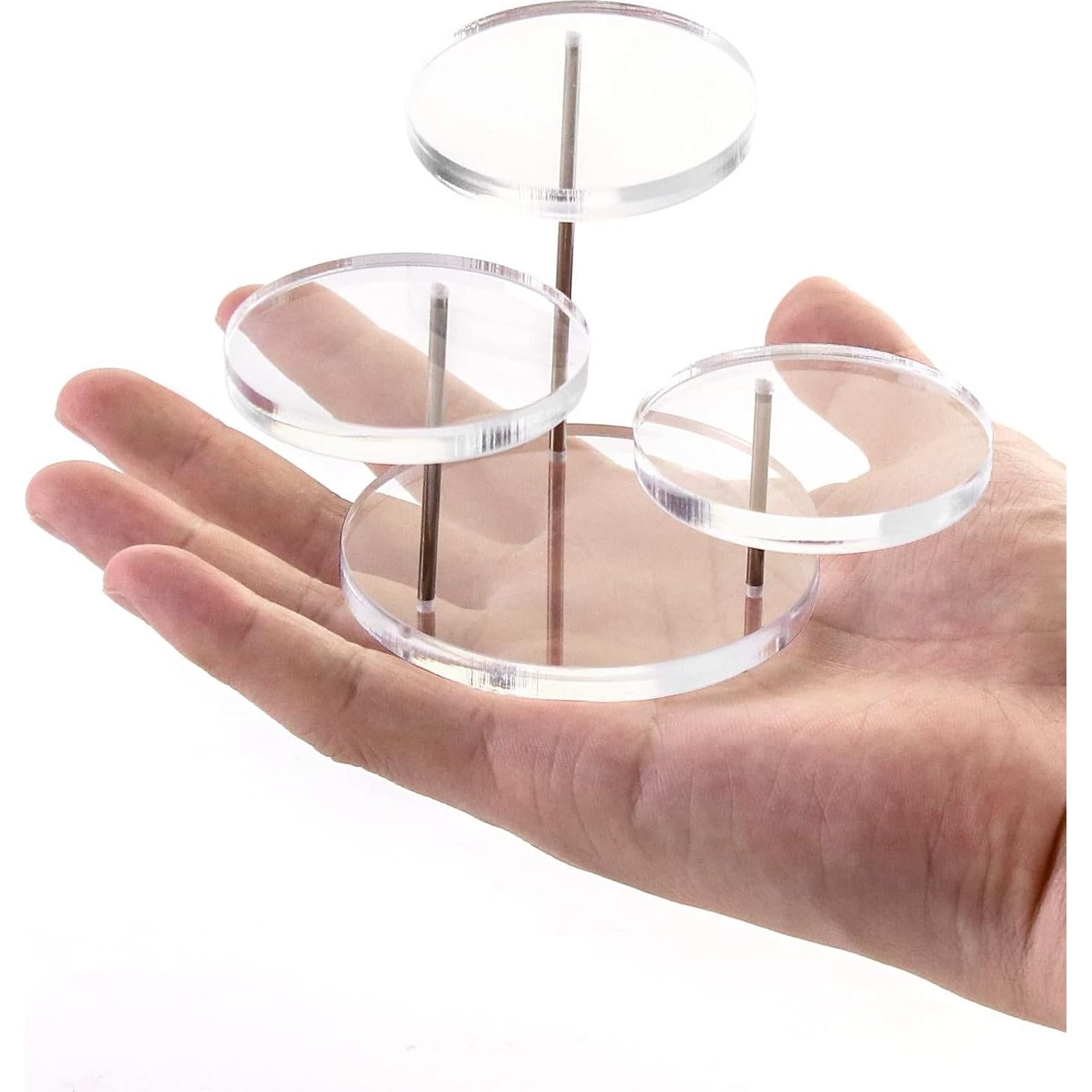 Soporte de exhibición de joyas QWORK, 3 niveles, transparente, 4 unidades