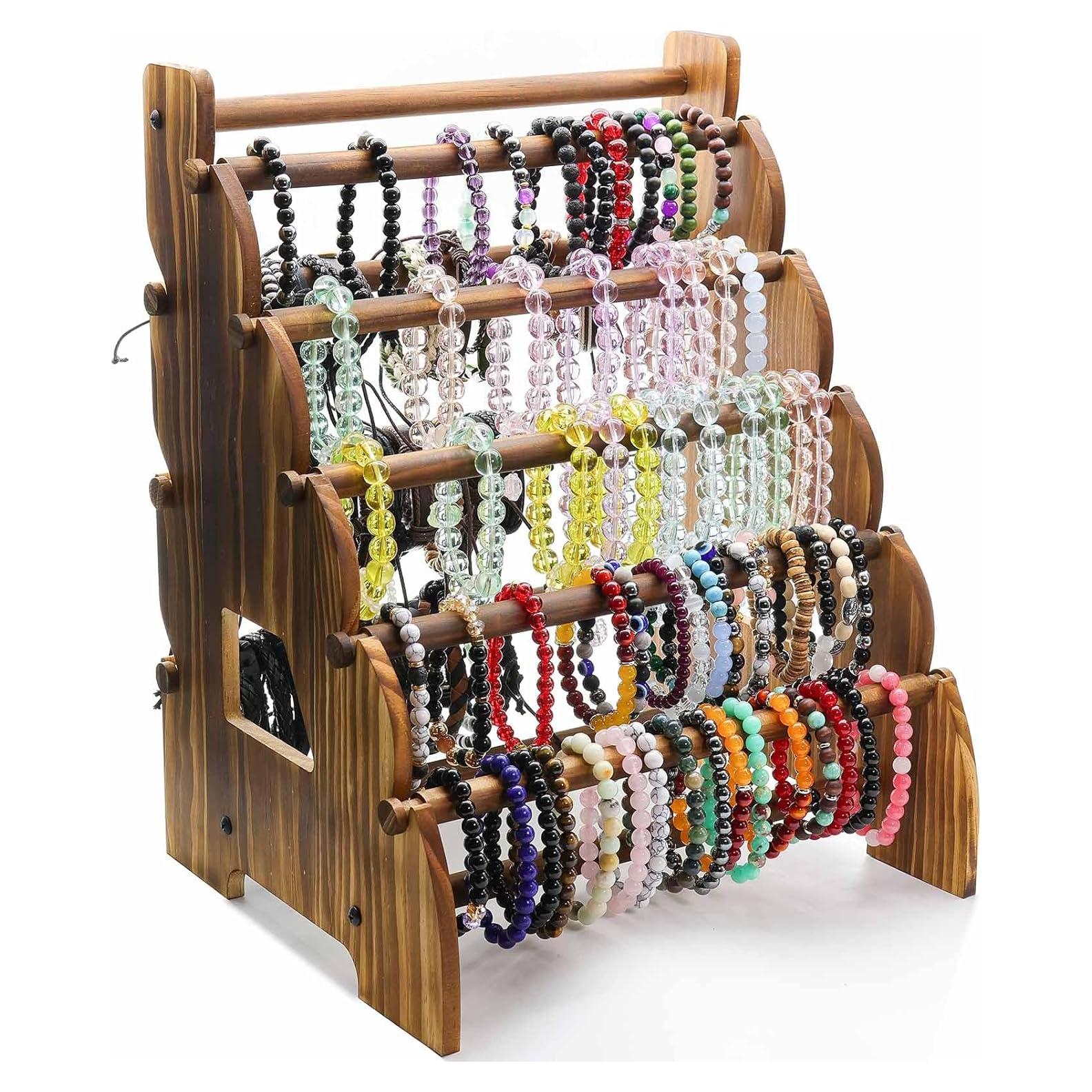 Soporte de Pulseras de Madera Jewack 8 Niveles Vintage 30x25x38cm