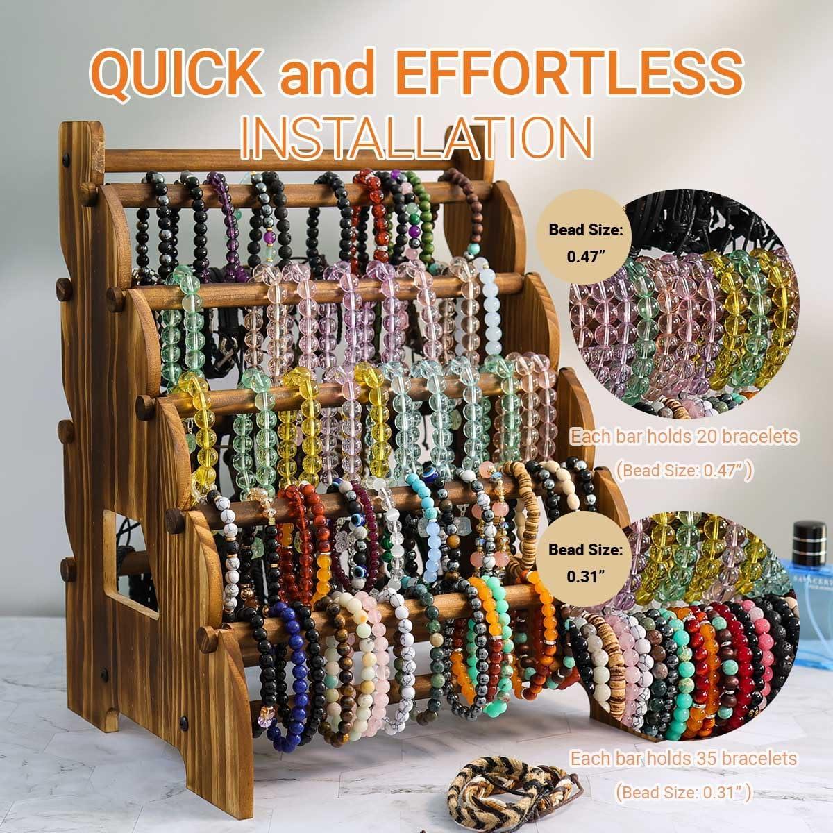 Soporte de Pulseras de Madera Jewack 8 Niveles Vintage 30x25x38cm