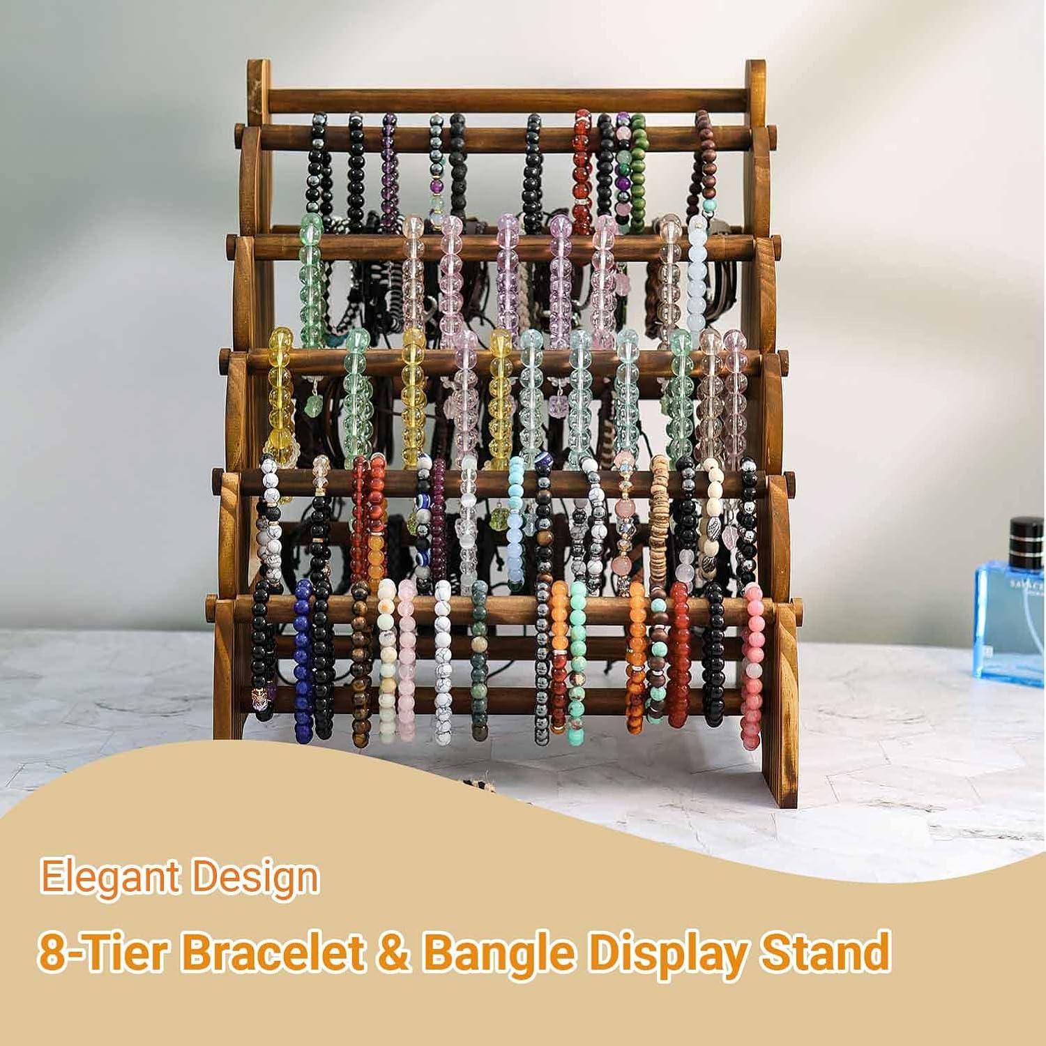 Soporte de Pulseras de Madera Jewack 8 Niveles Vintage 30x25x38cm
