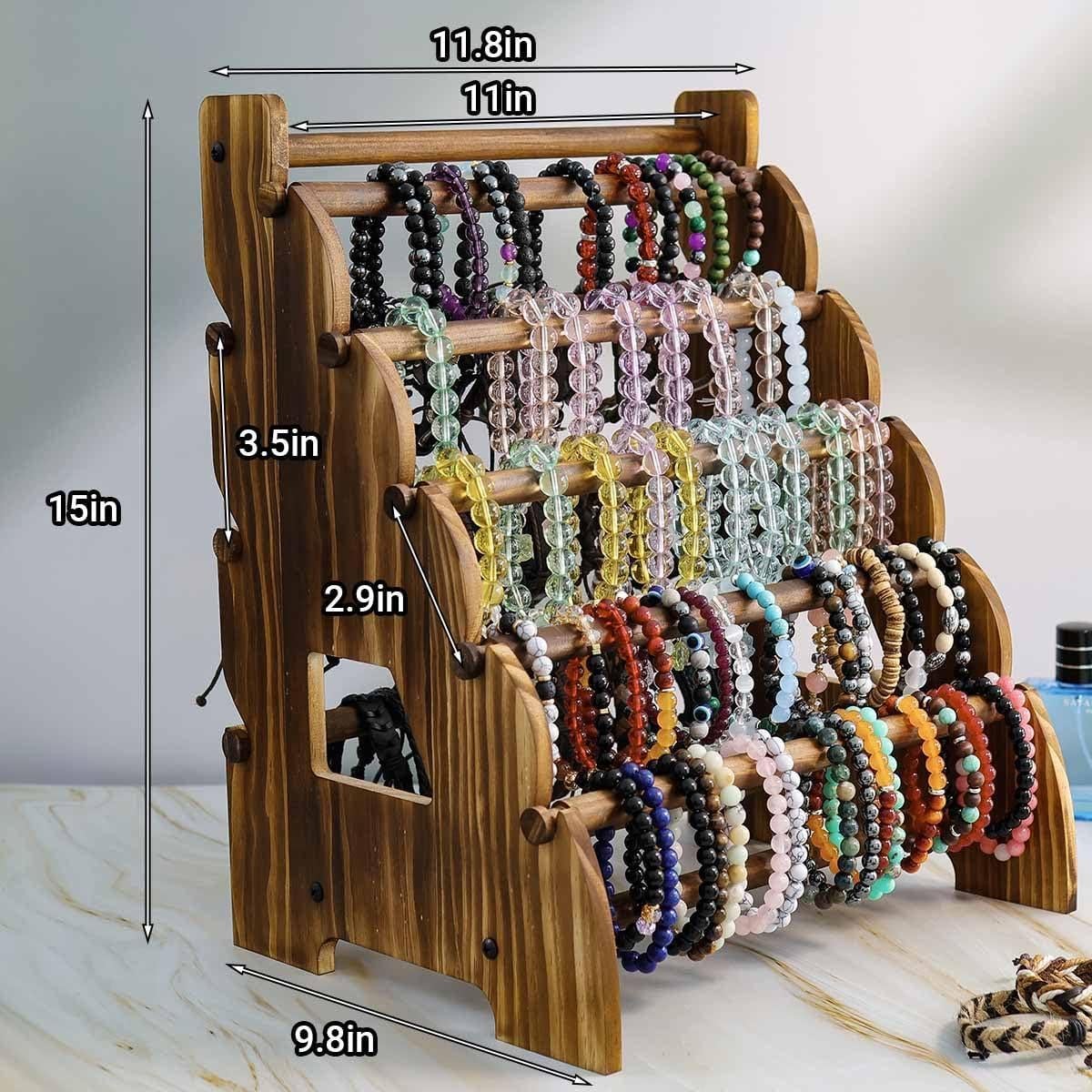 Soporte de Pulseras de Madera Jewack 8 Niveles Vintage 30x25x38cm