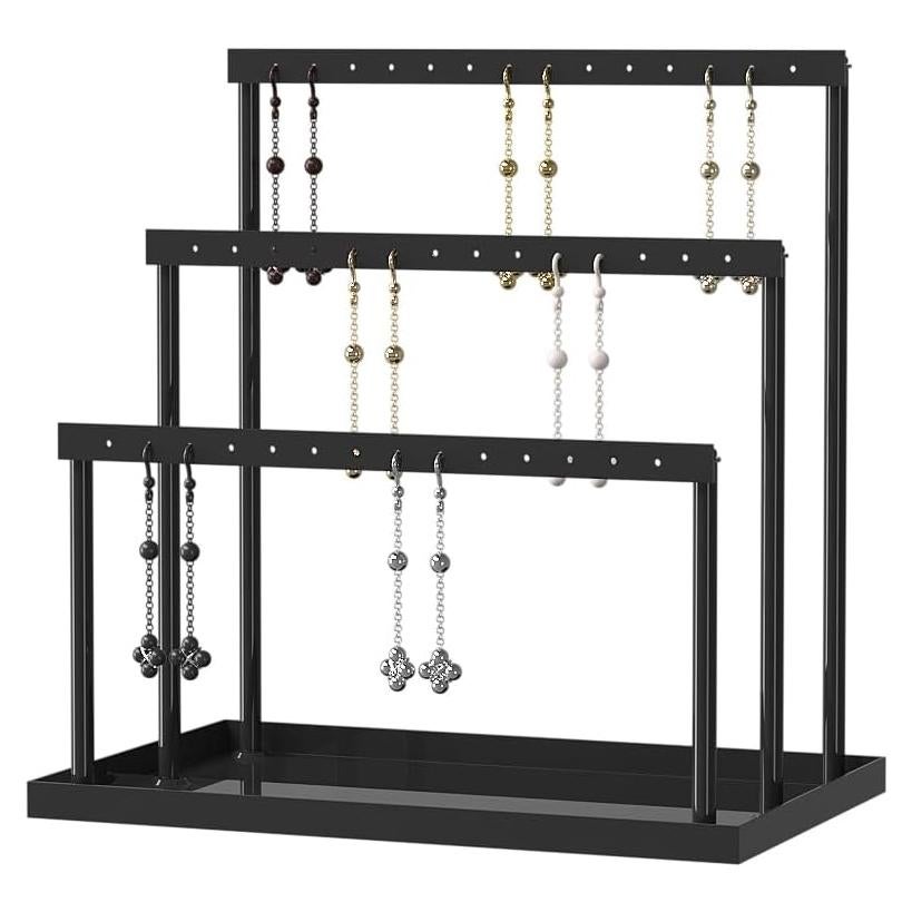 Soporte Organizador de Pendientes Coward 3 Niveles Metal Negro
