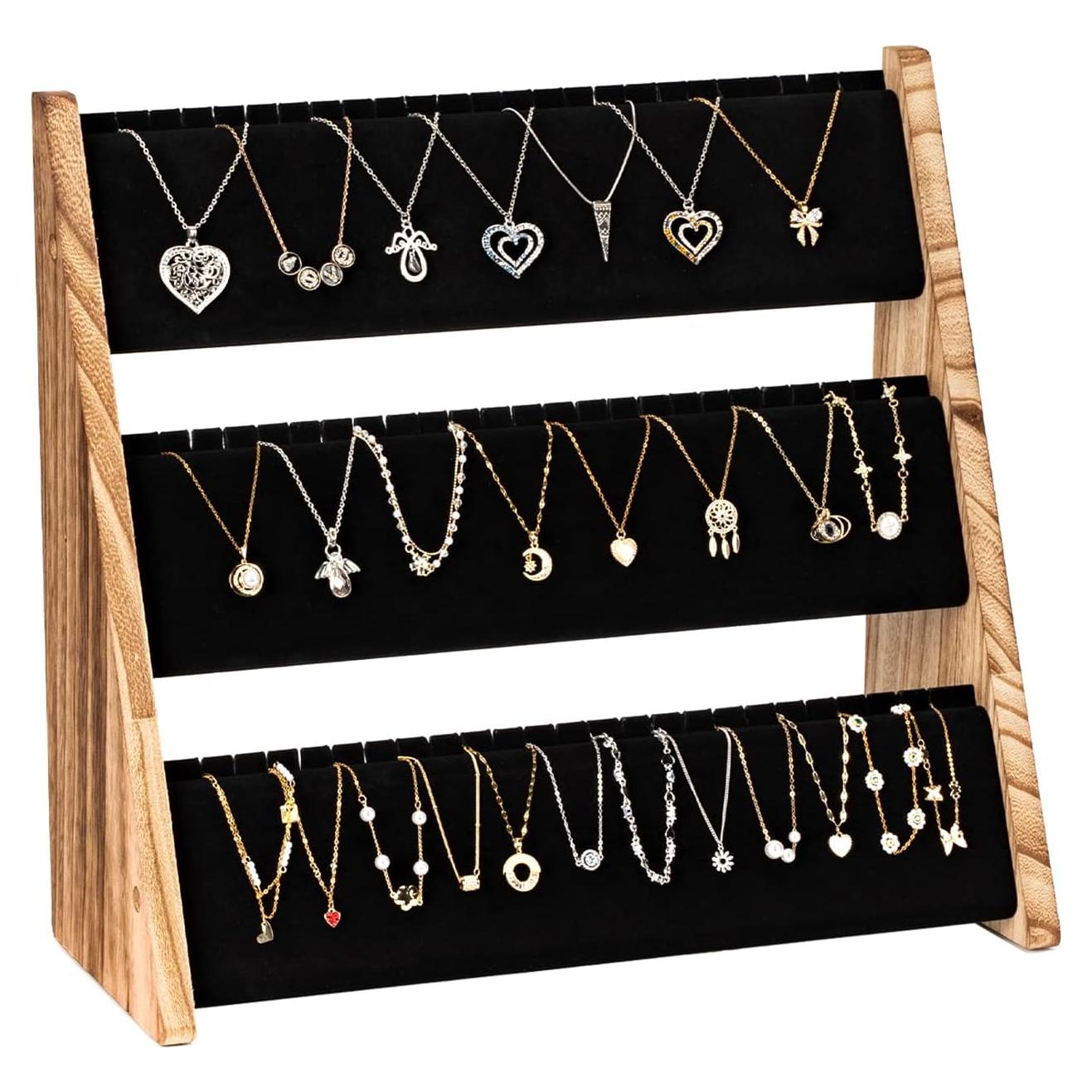 Soporte para Collares Yoimori 3 Niveles Terciopelo 72 Collares