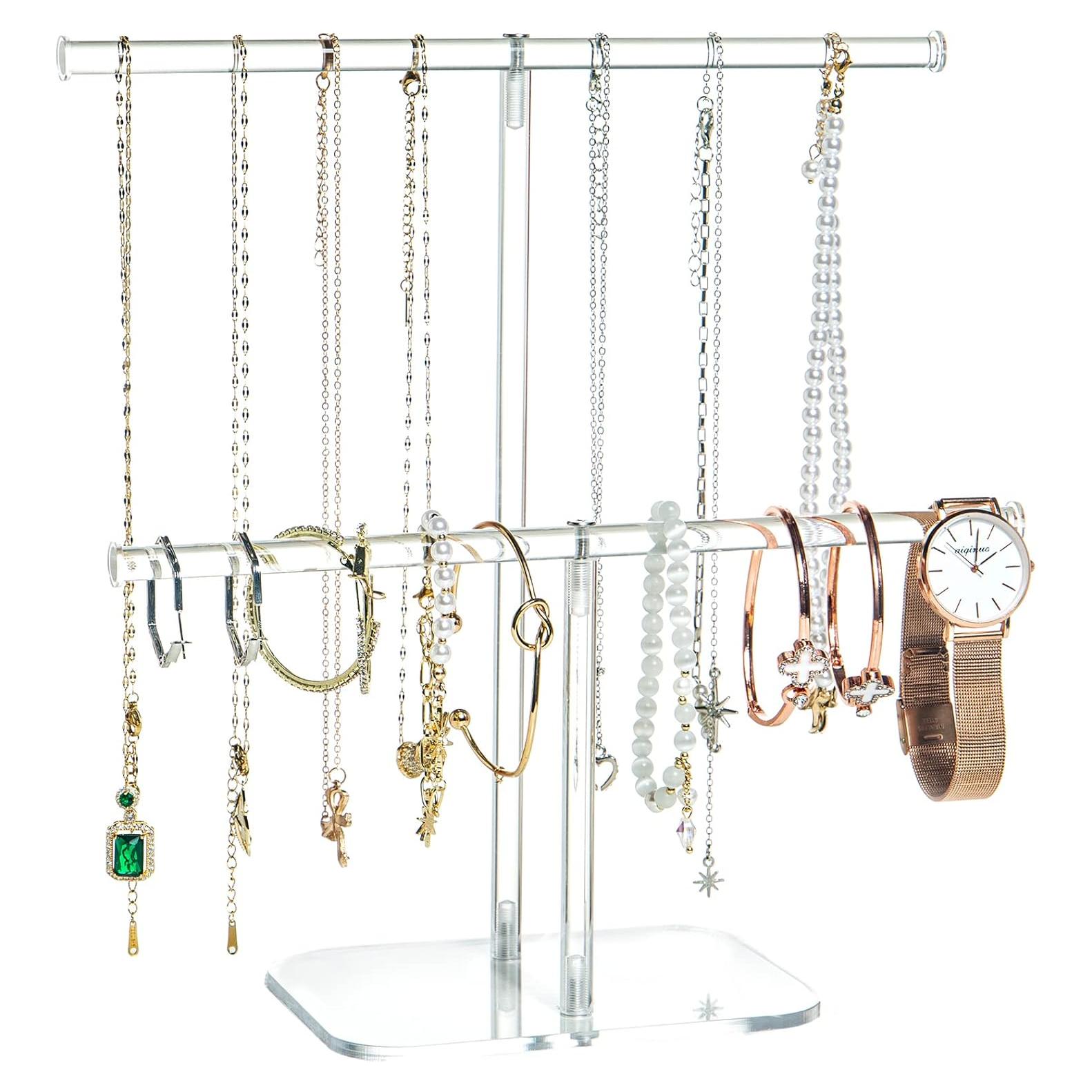 Soporte para Joyería Acrílico Transparente 2 Niveles Lengnoyp