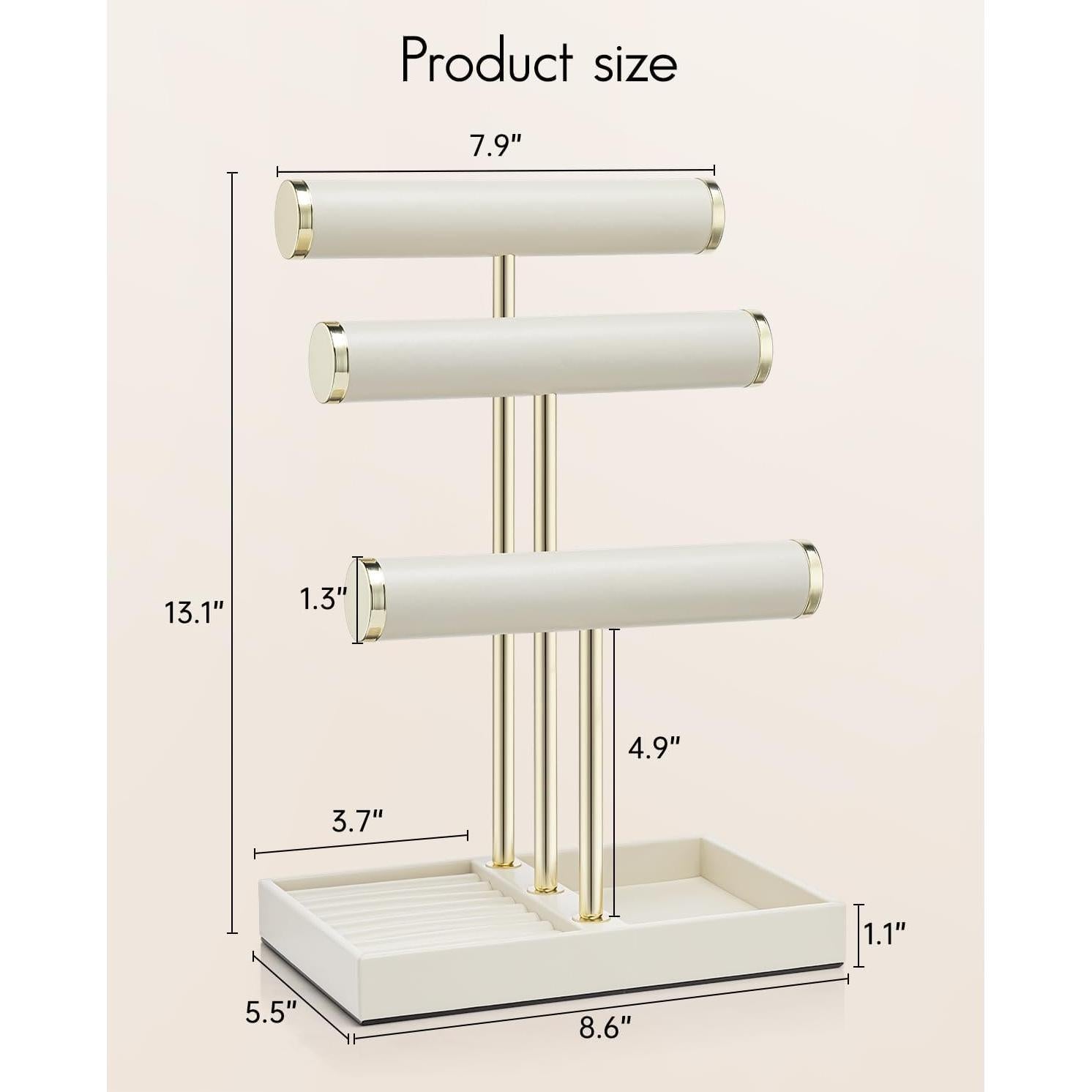 Organizador de Joyería Vlando 3 Niveles Cuero Sintético Blanco