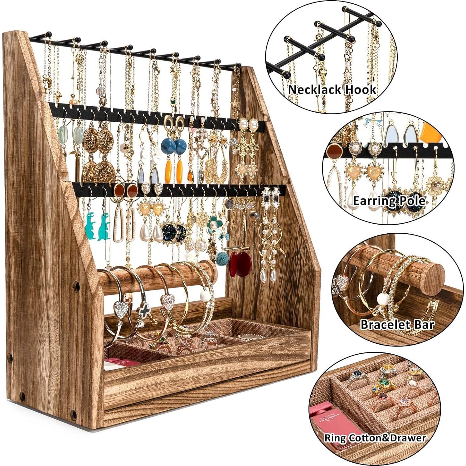 Soporte Organizador de Joyería DGWJSU Madera Rústica 5 Capas