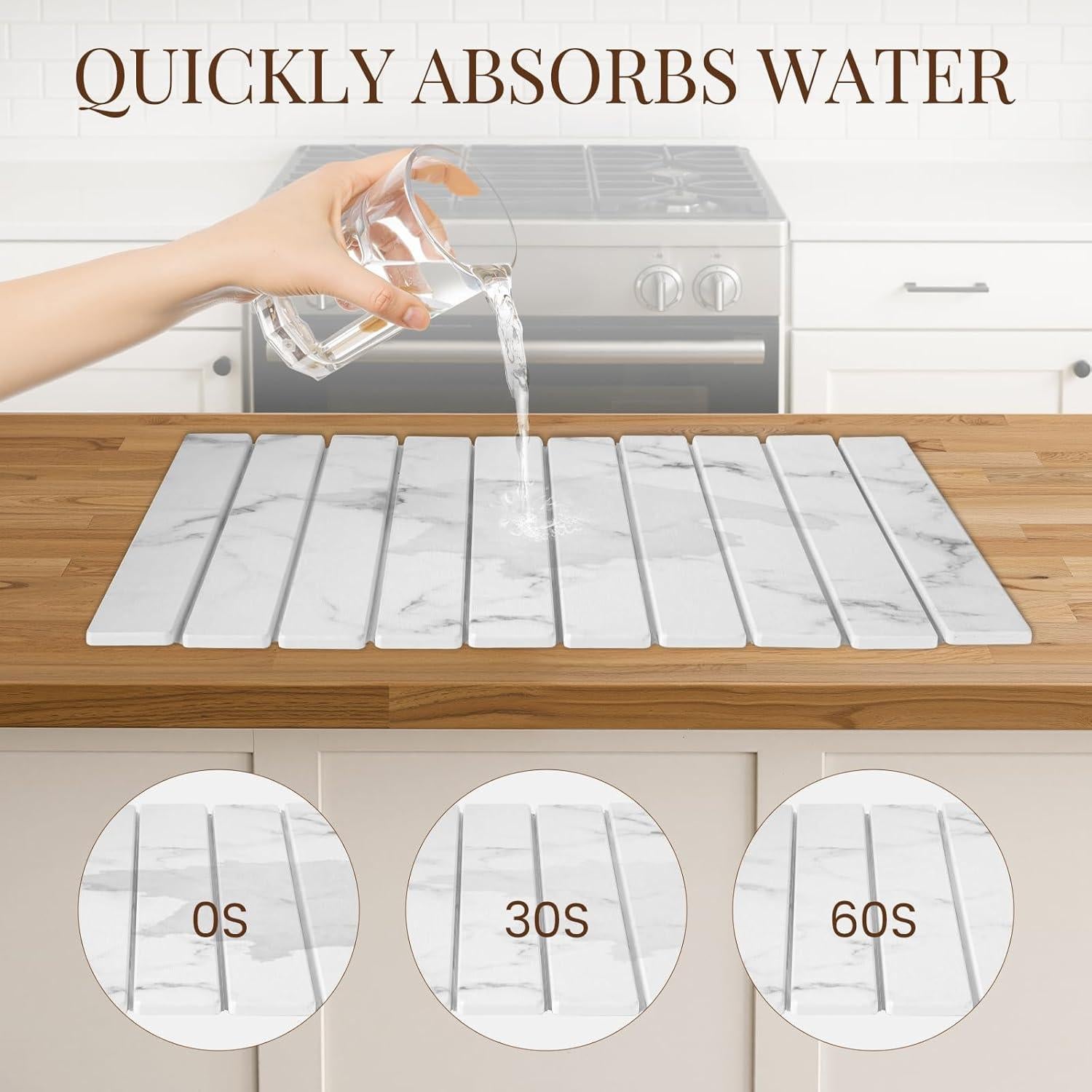 Alfombrilla de Secado de Piedra Diatomácea ANYEEK 60x39 cm Plegable