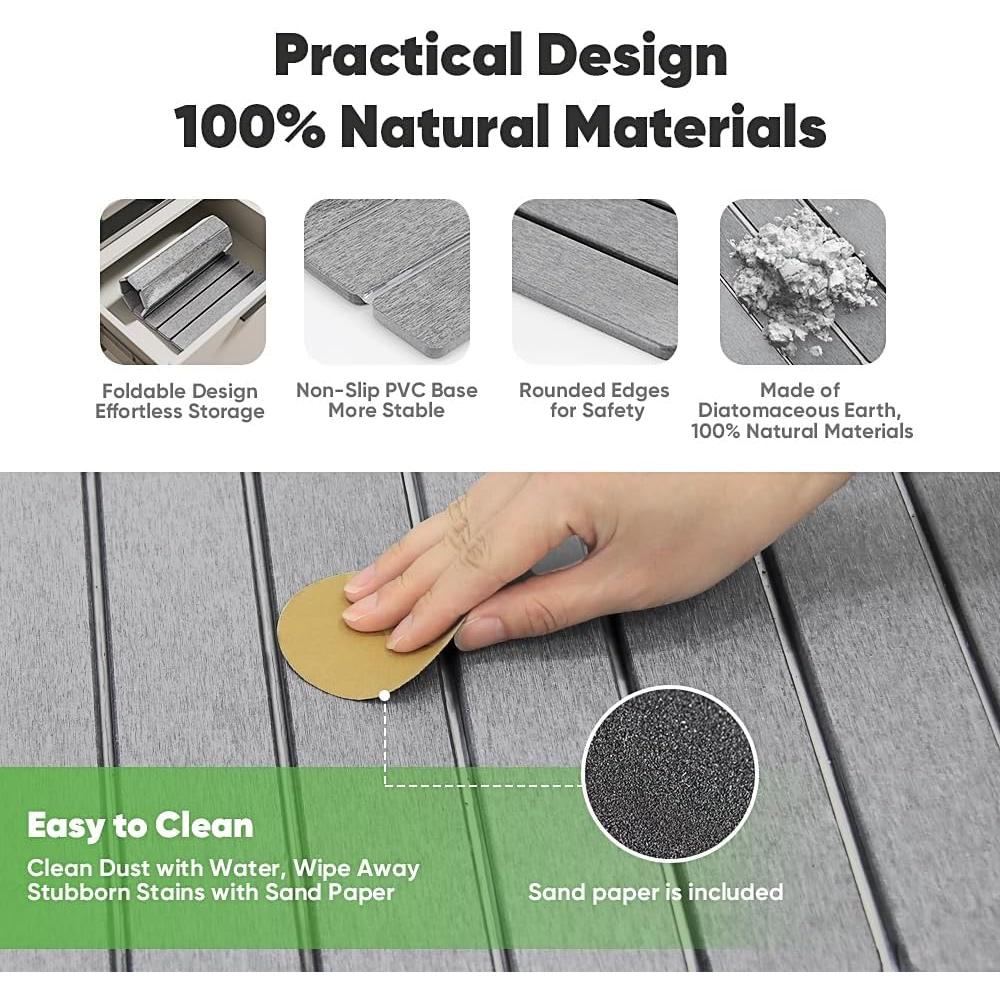 Alfombrilla de Secado Diatomácea Favorking 60x39 cm Gris Claro