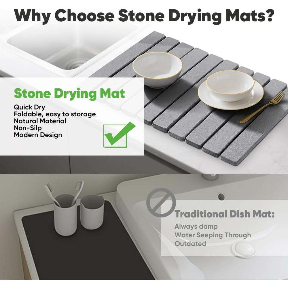 Alfombrilla de Secado Diatomácea Favorking 60x39 cm Gris Claro