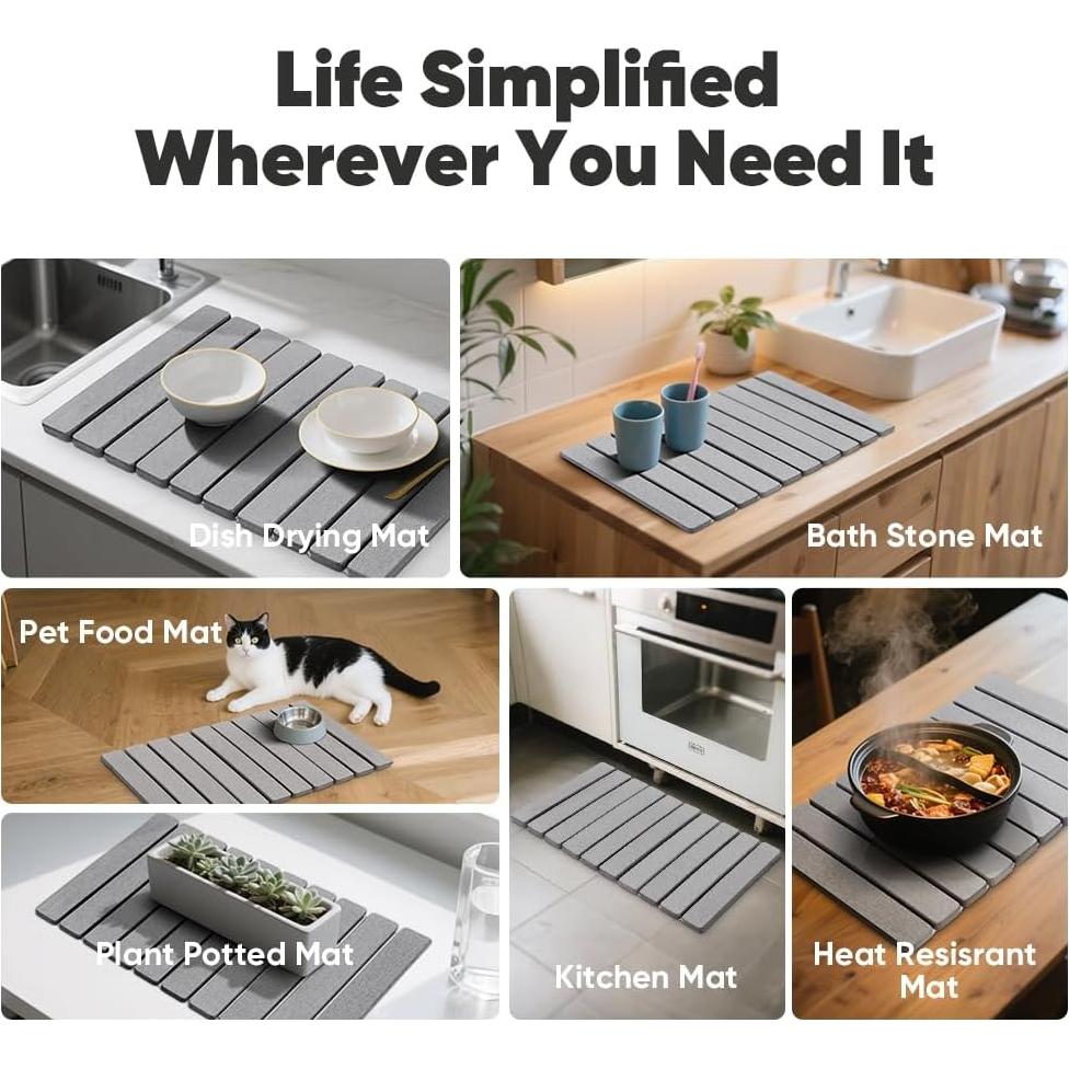 Alfombrilla de Secado Diatomácea Favorking 60x39 cm Gris Claro