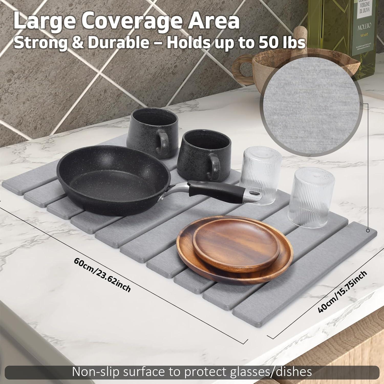 Alfombrilla de Secado de Platos TDCOKHE 61x40.6cm Absorbente