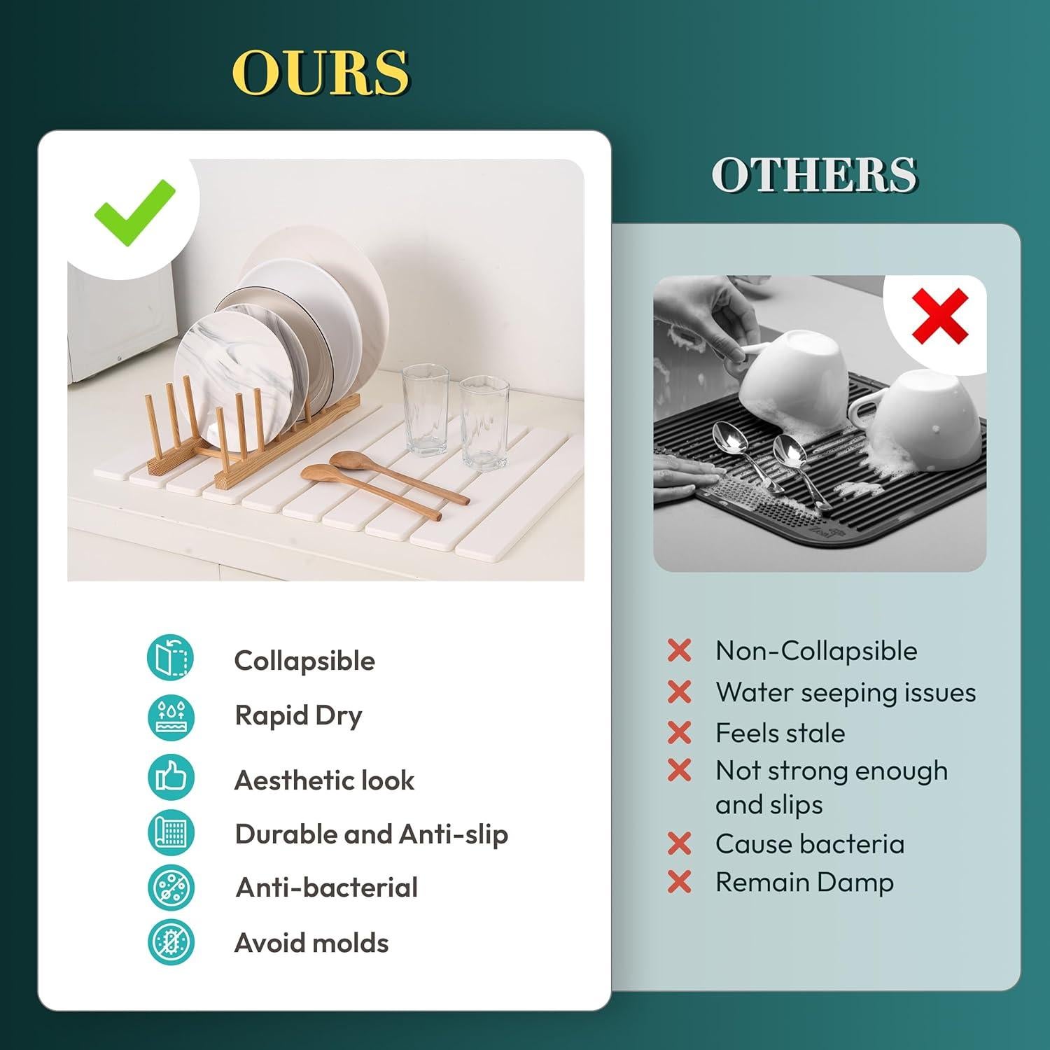 Alfombrilla de Secado de Platos MessOut 61x41cm Diatomácea