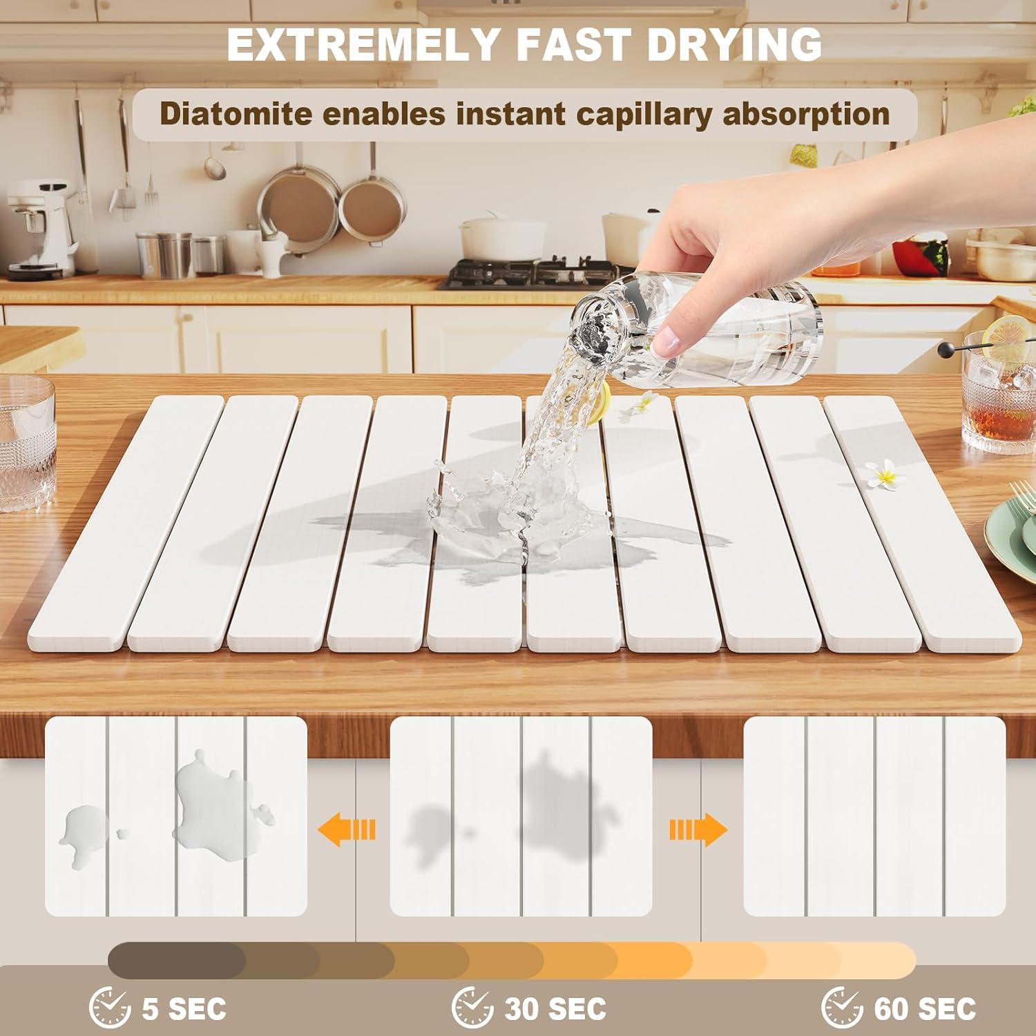 Alfombrilla de Secado de Platos de Piedra Diatomácea 58.4x38.9cm