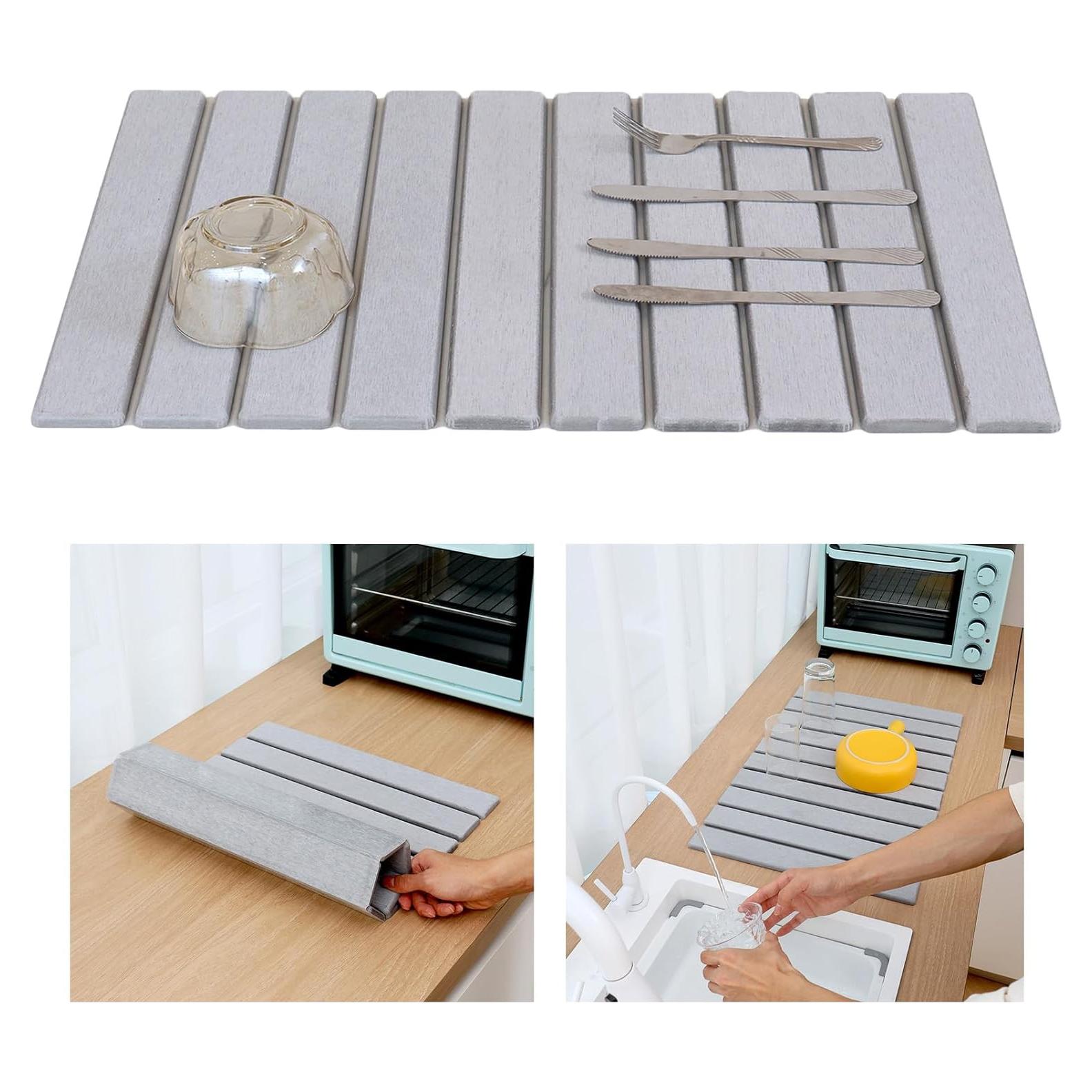 Alfombrilla de Secado Plegable Polpcygne 60x40 cm Diatomácea Gris