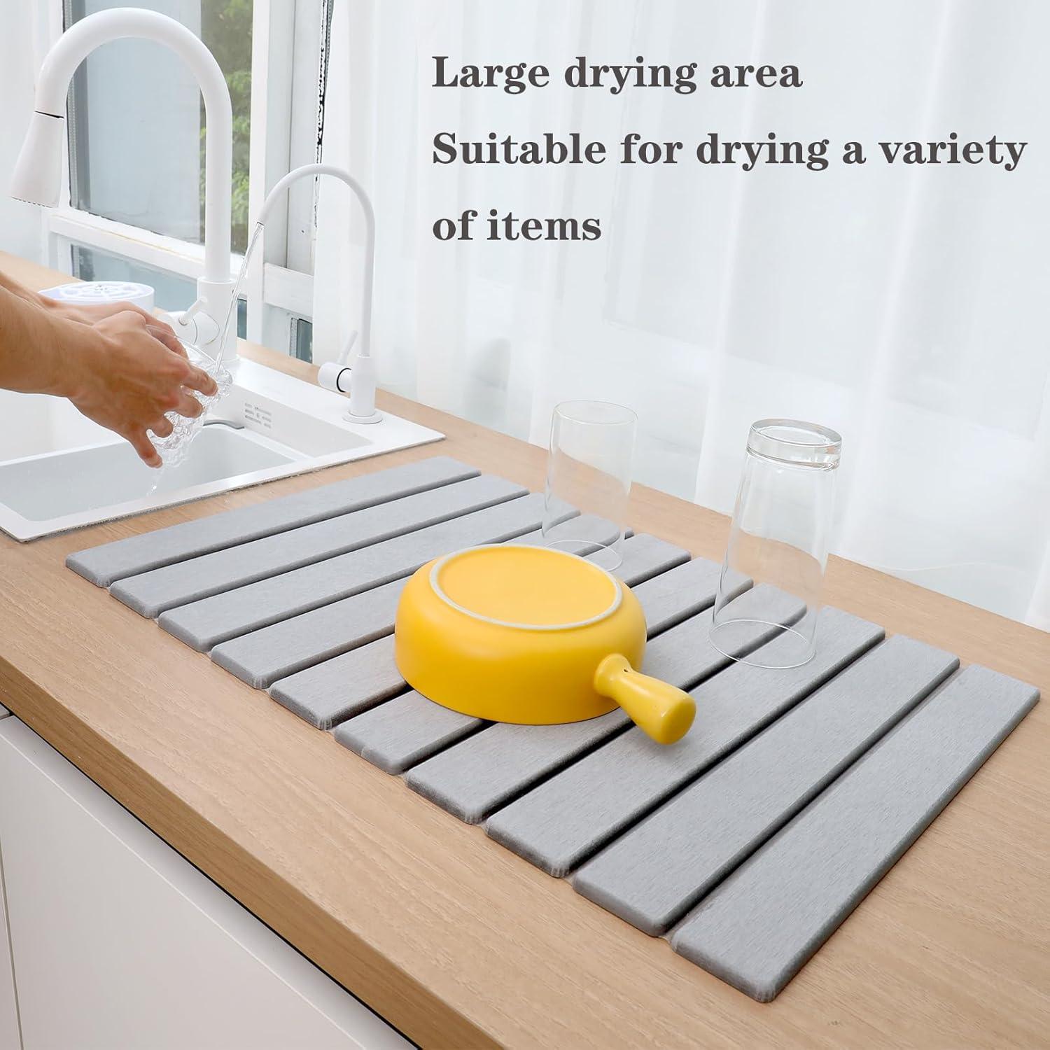 Alfombrilla de Secado Plegable Polpcygne 60x40 cm Diatomácea Gris