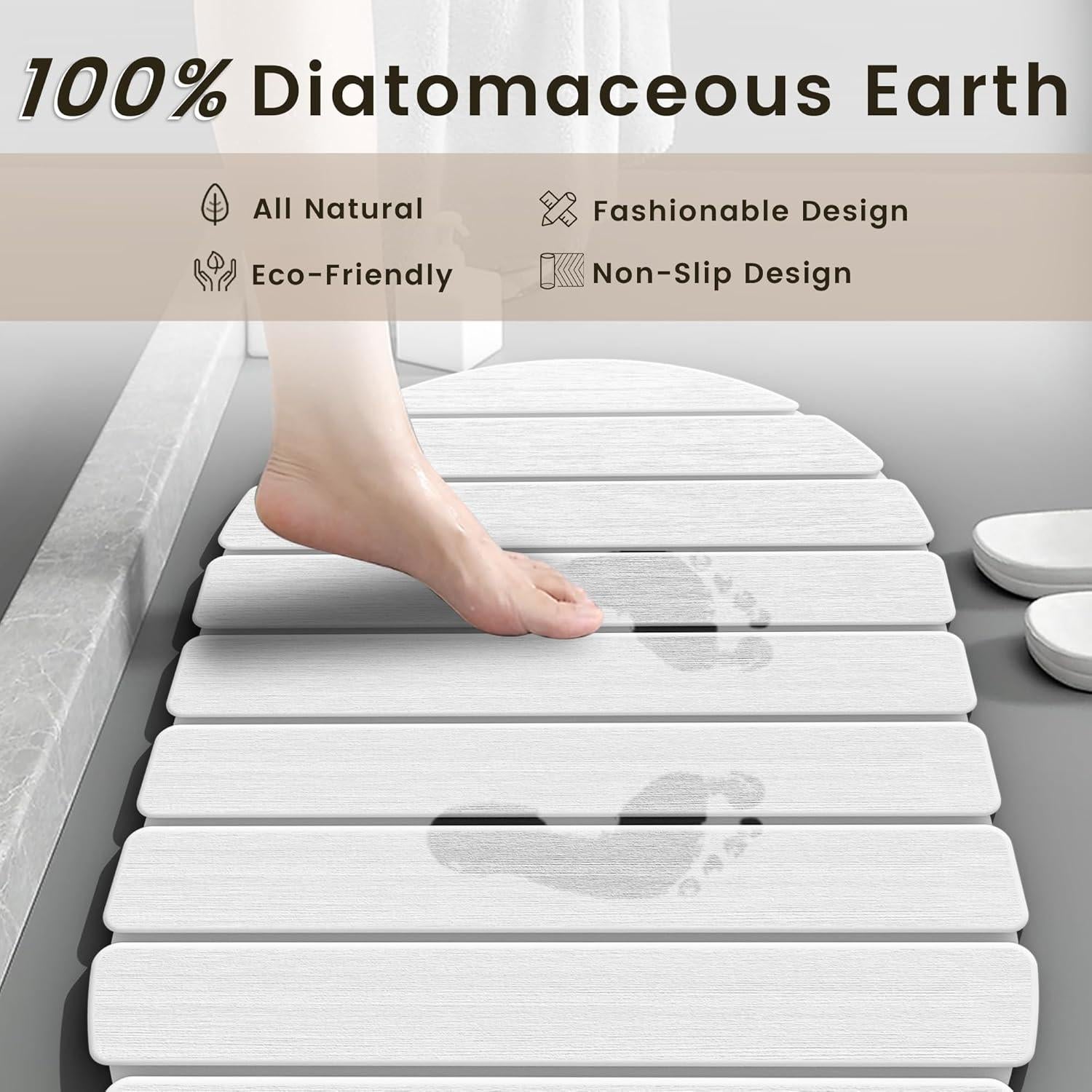 Alfombra de Baño de Piedra Diatomácea Mpupmiao 61x41 cm Blanca