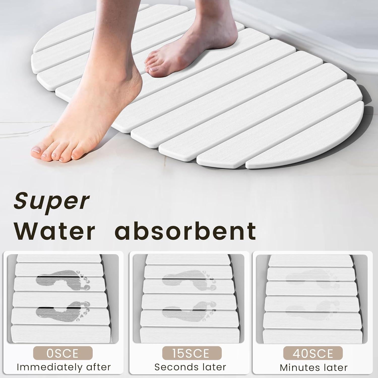 Alfombra de Baño de Piedra Diatomácea Mpupmiao 61x41 cm Blanca