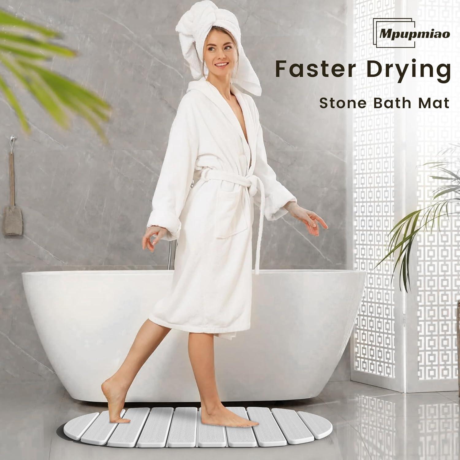 Alfombra de Baño de Piedra Diatomácea Mpupmiao 61x41 cm Blanca