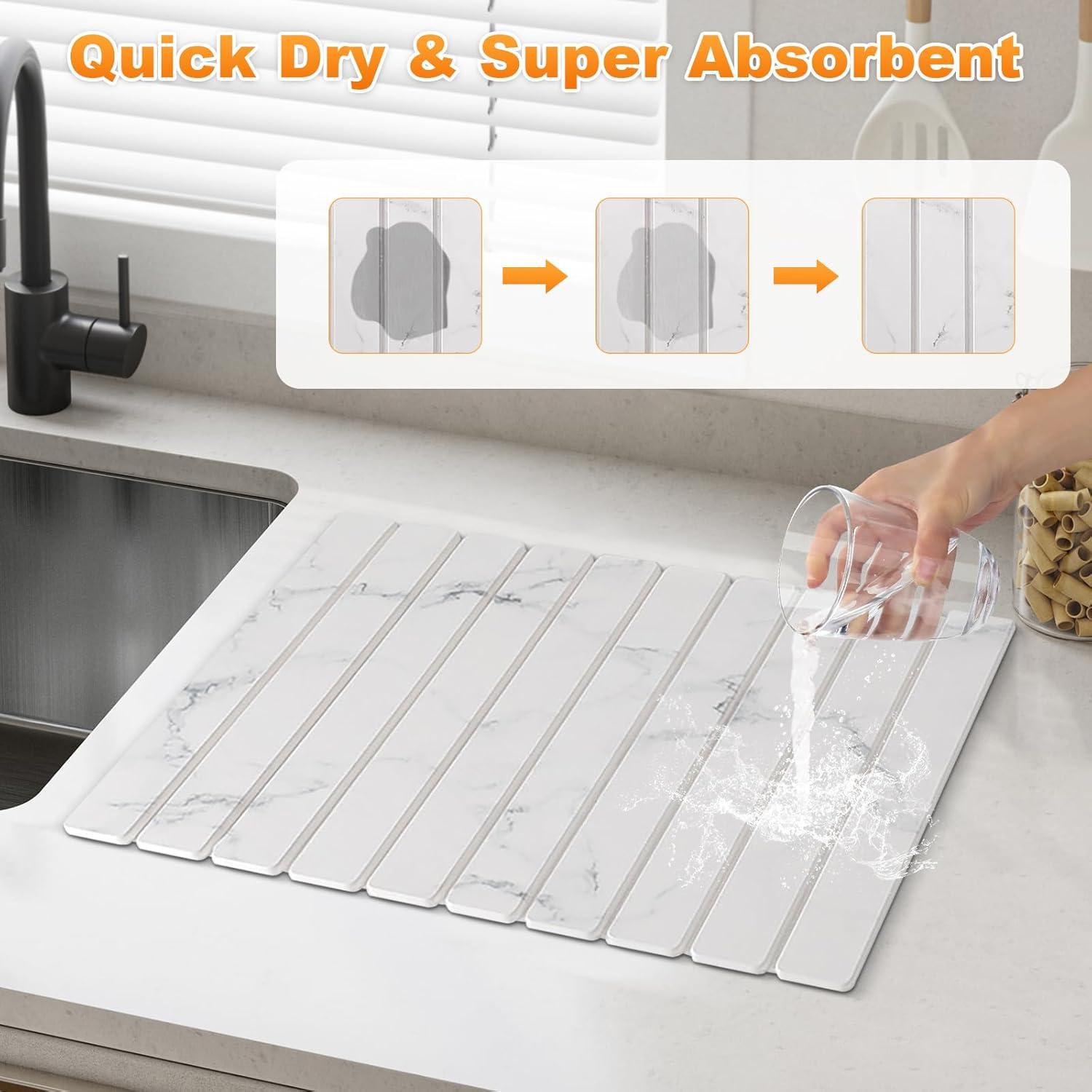 Alfombrilla de Secado de Platos Quorvella Grande 61x41 cm Diatomácea