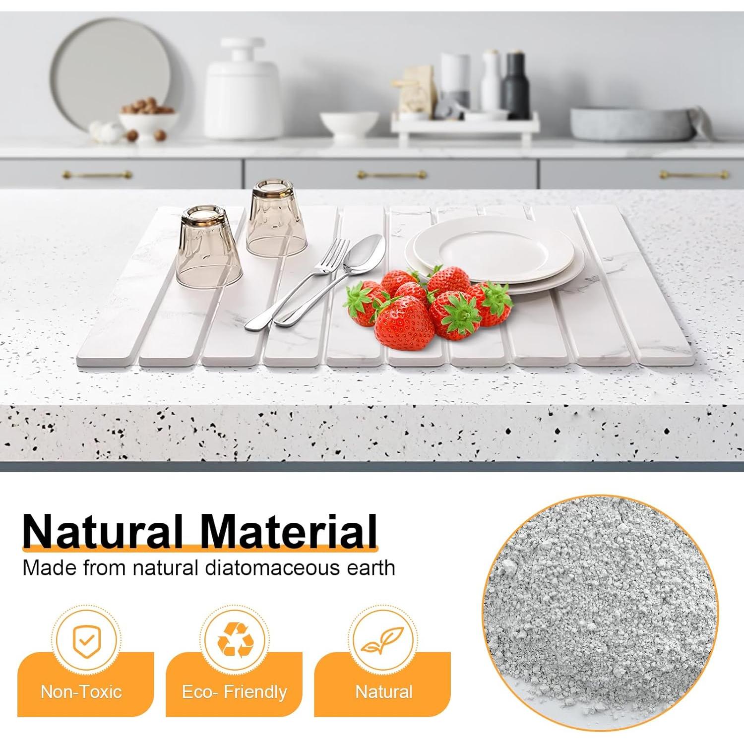 Alfombrilla de Secado de Platos Quorvella Grande 61x41 cm Diatomácea