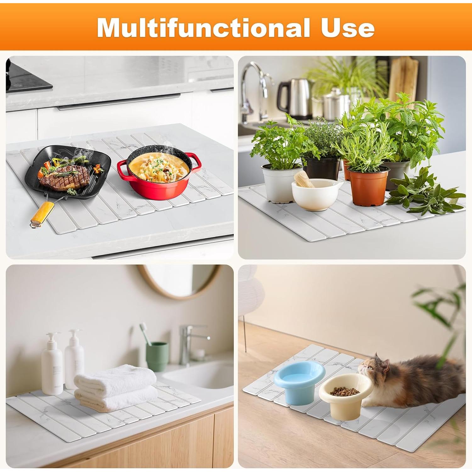 Alfombrilla de Secado de Platos Quorvella Grande 61x41 cm Diatomácea