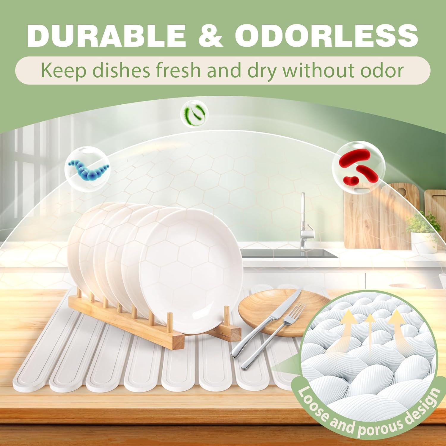 Alfombrilla de Secado de Platos DONG GUAN 61x41cm Ecológica Blanca