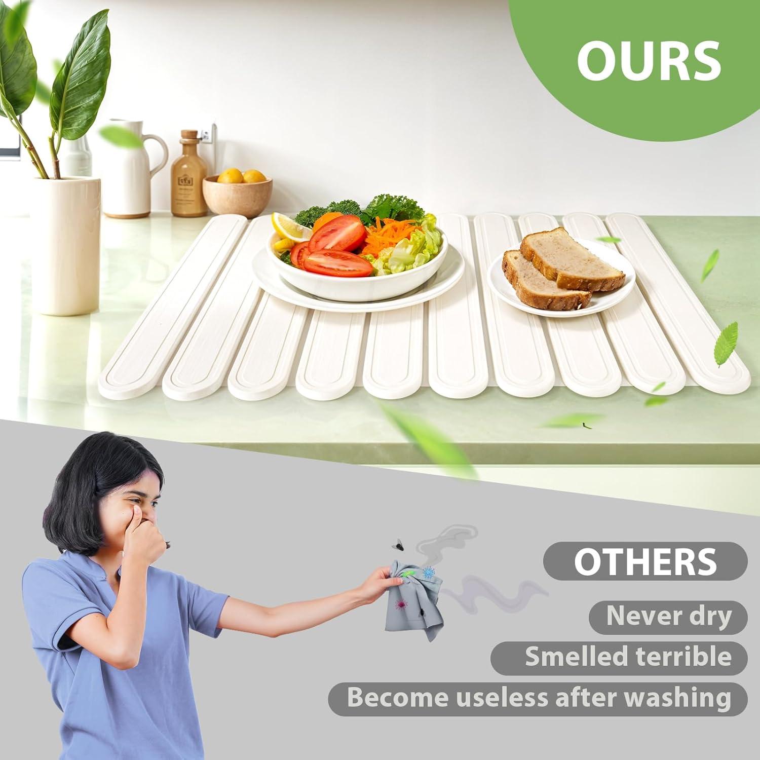 Alfombrilla de Secado de Platos DONG GUAN 61x41cm Ecológica Blanca