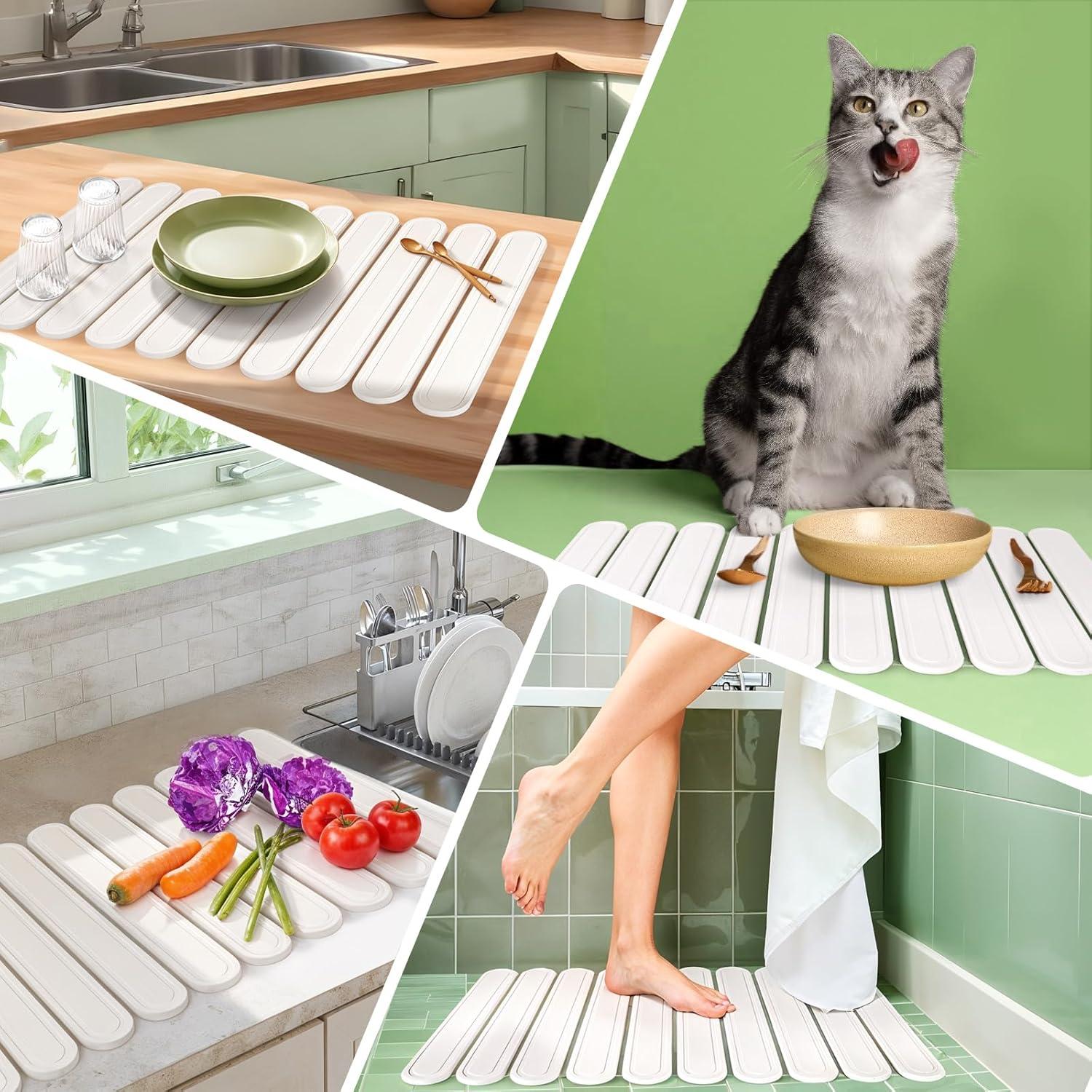 Alfombrilla de Secado de Platos DONG GUAN 61x41cm Ecológica Blanca
