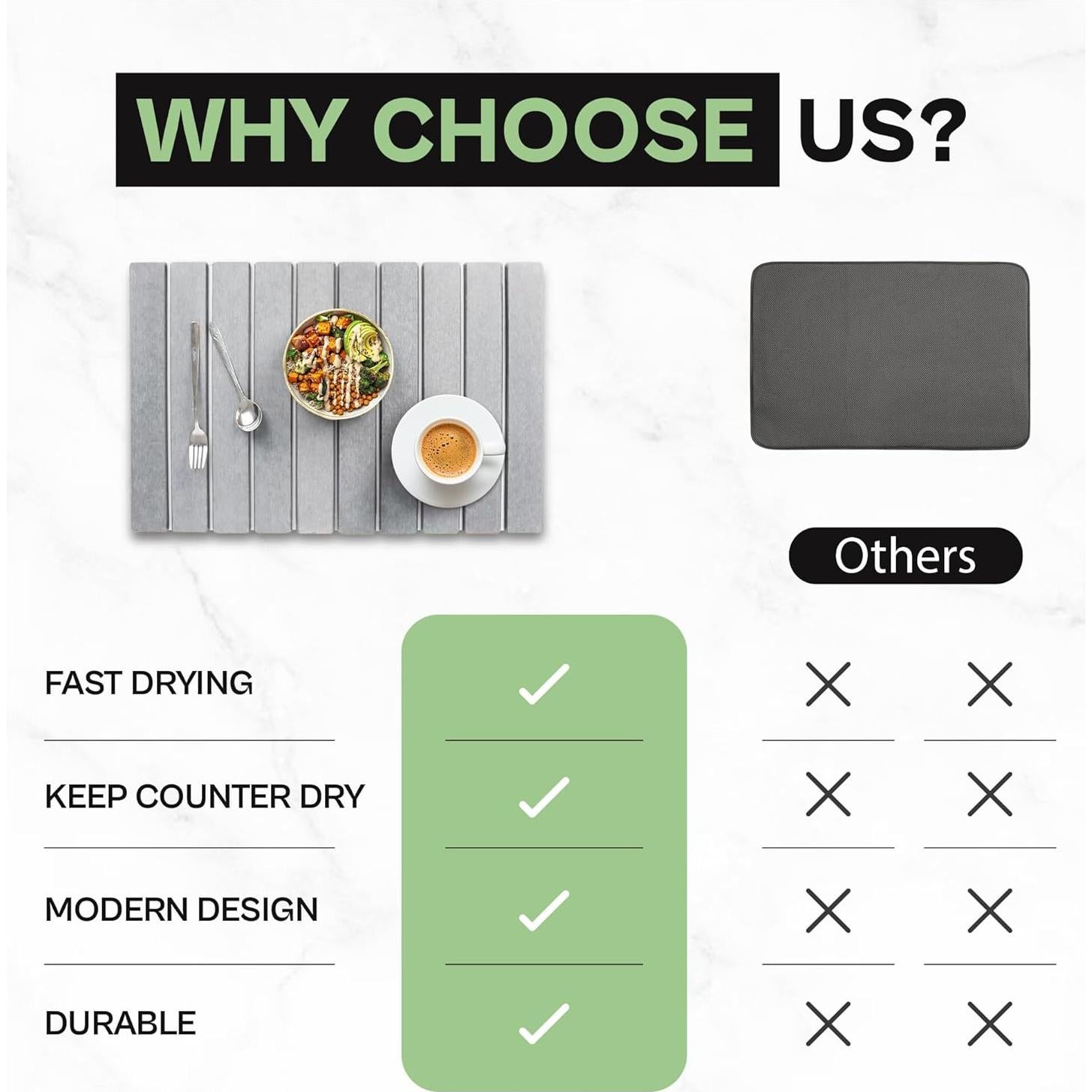 Alfombrilla de Secado de Piedra Diatomácea TAZ USA 61x41 cm Gris