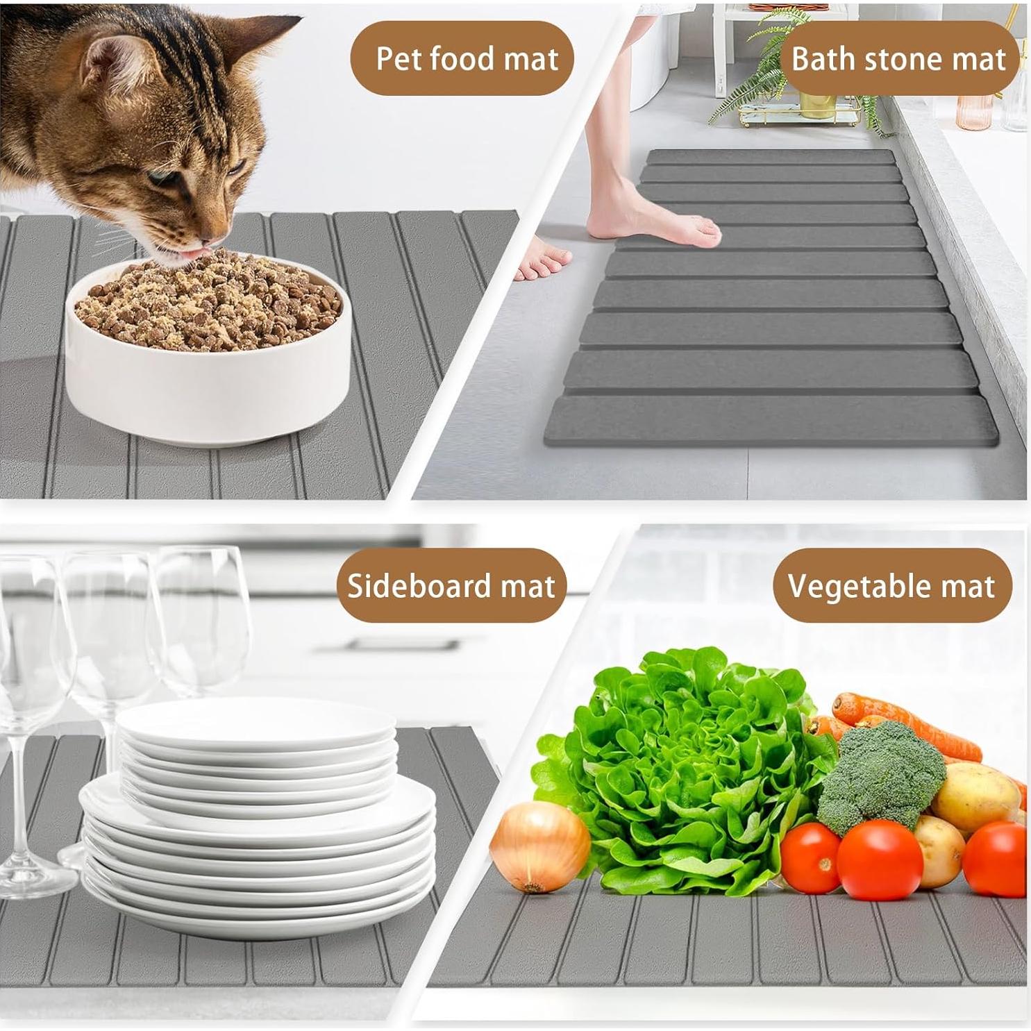 Alfombrilla de Secado de Platos DNIEBW 61x41cm Gris Diatomácea