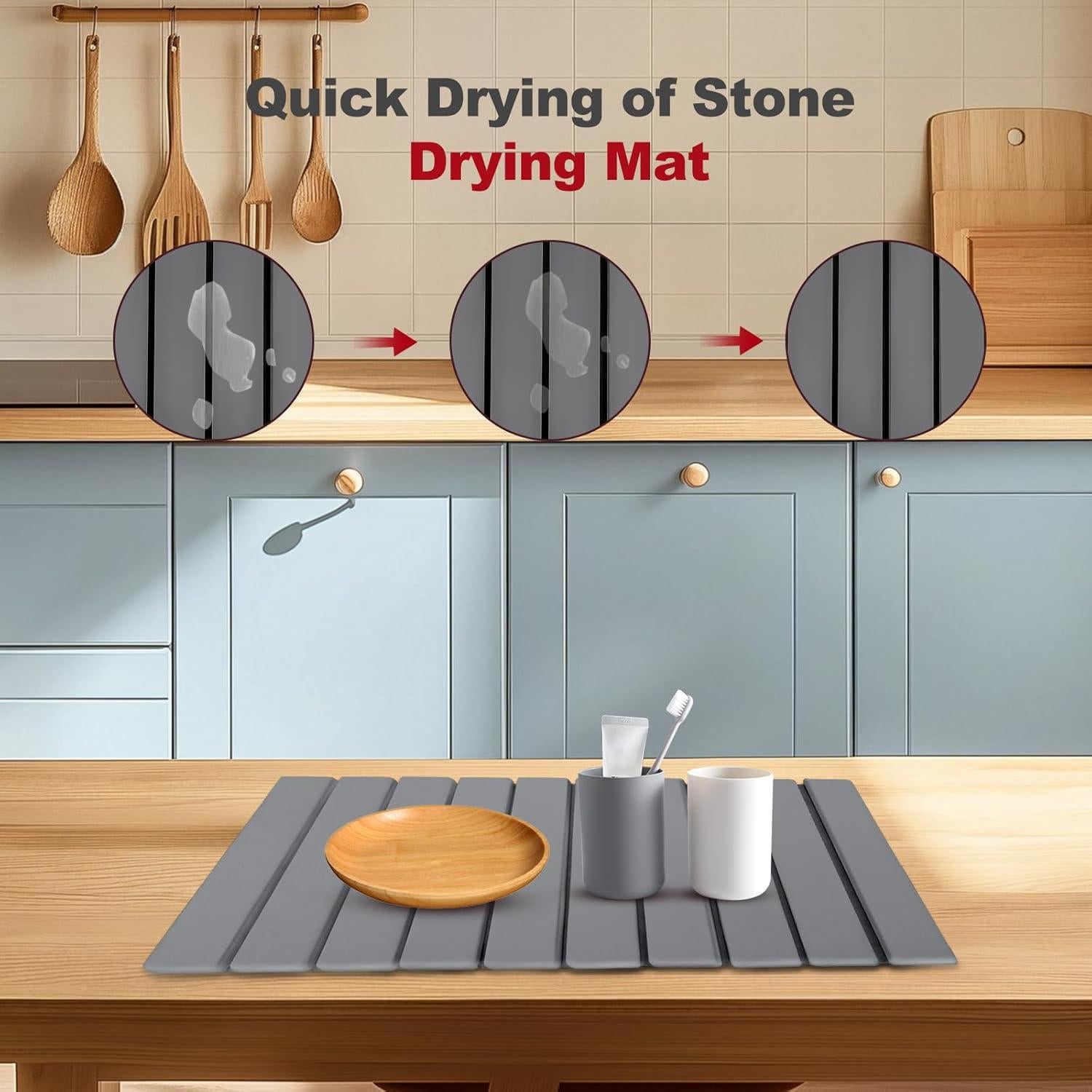 Alfombrilla de Secado de Platos DNIEBW 61x41cm Gris Diatomácea